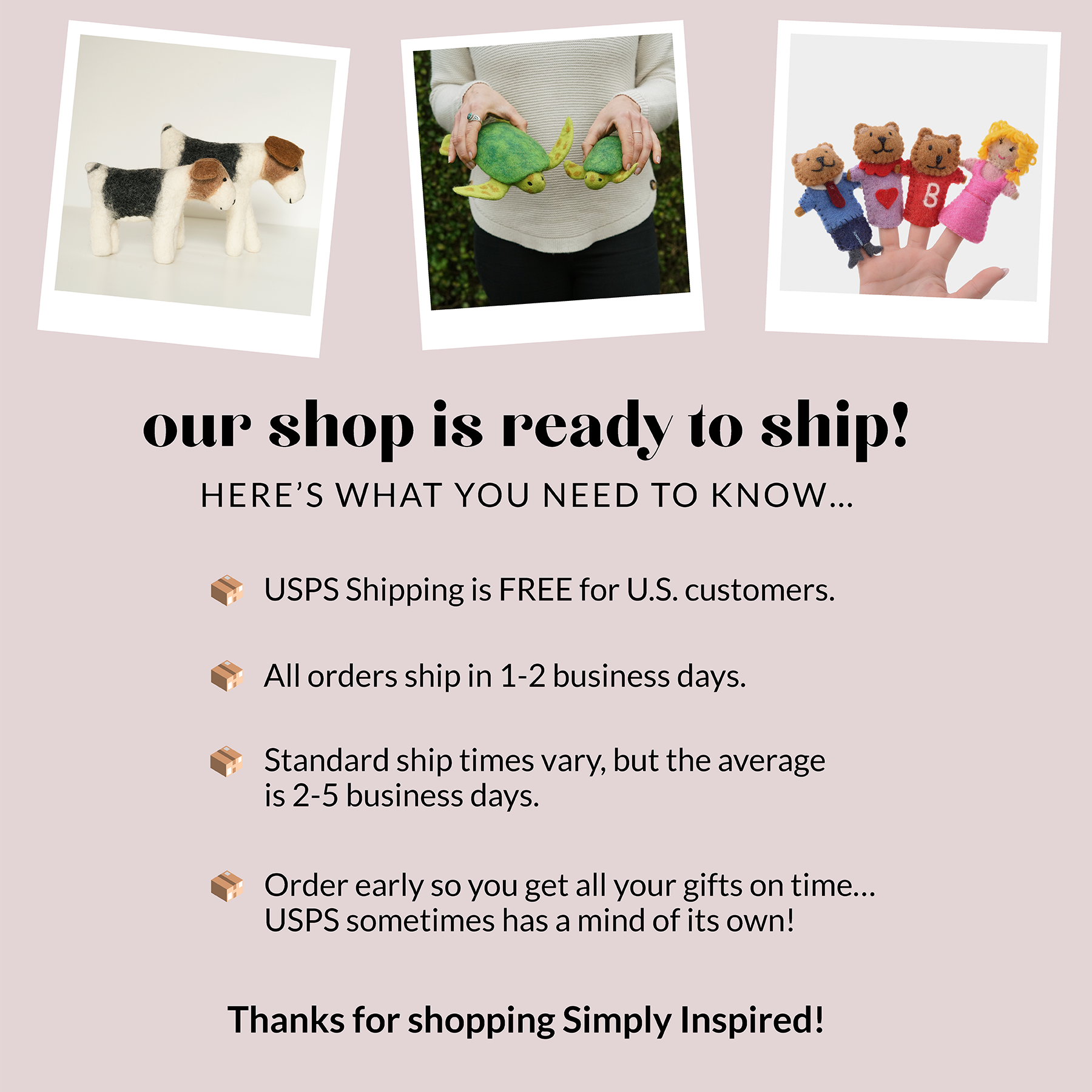 Simply Inspired shipping guidelines.