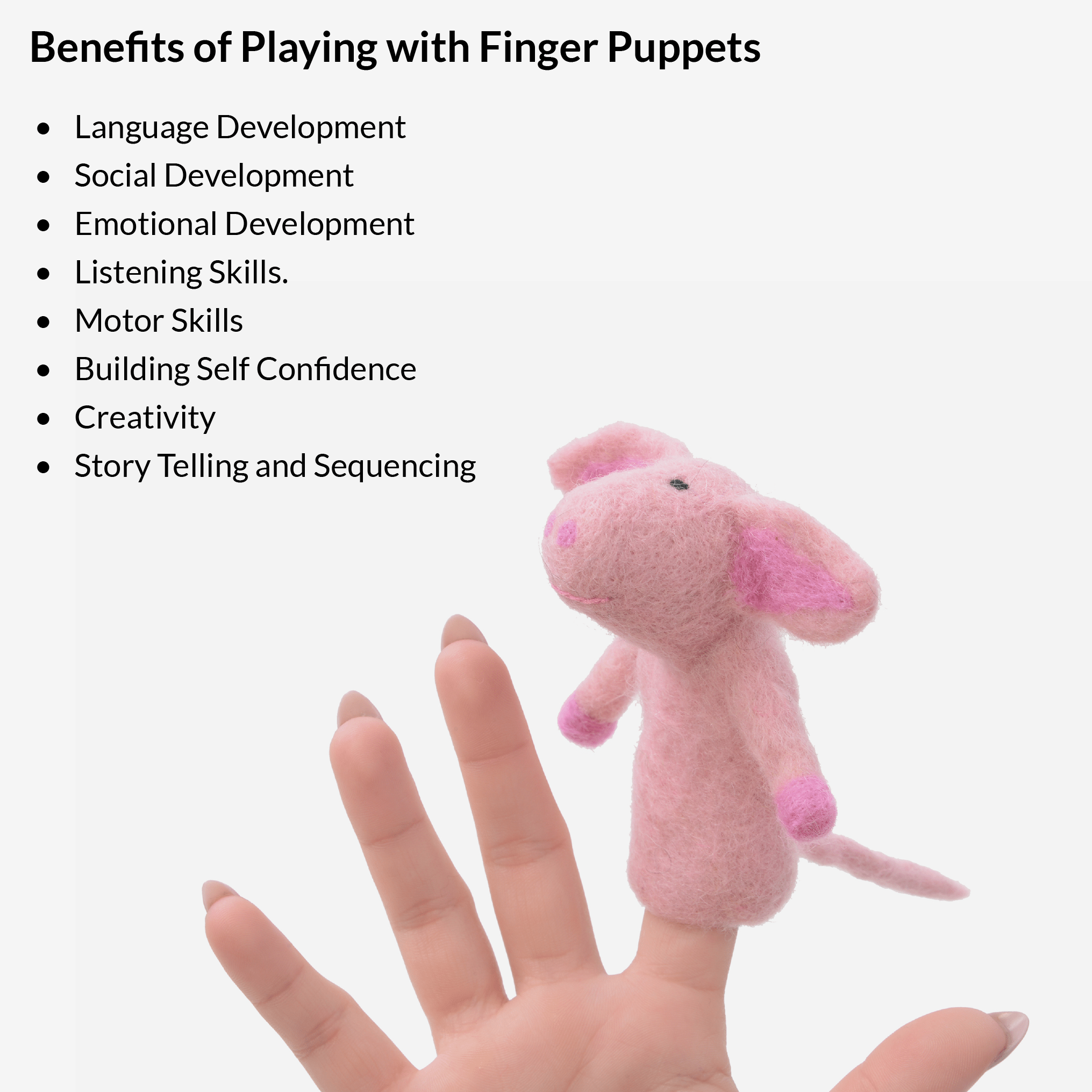 Barnyard Friends Finger Puppets - Cow, Sheep, Chicken & Pig Ages 3+