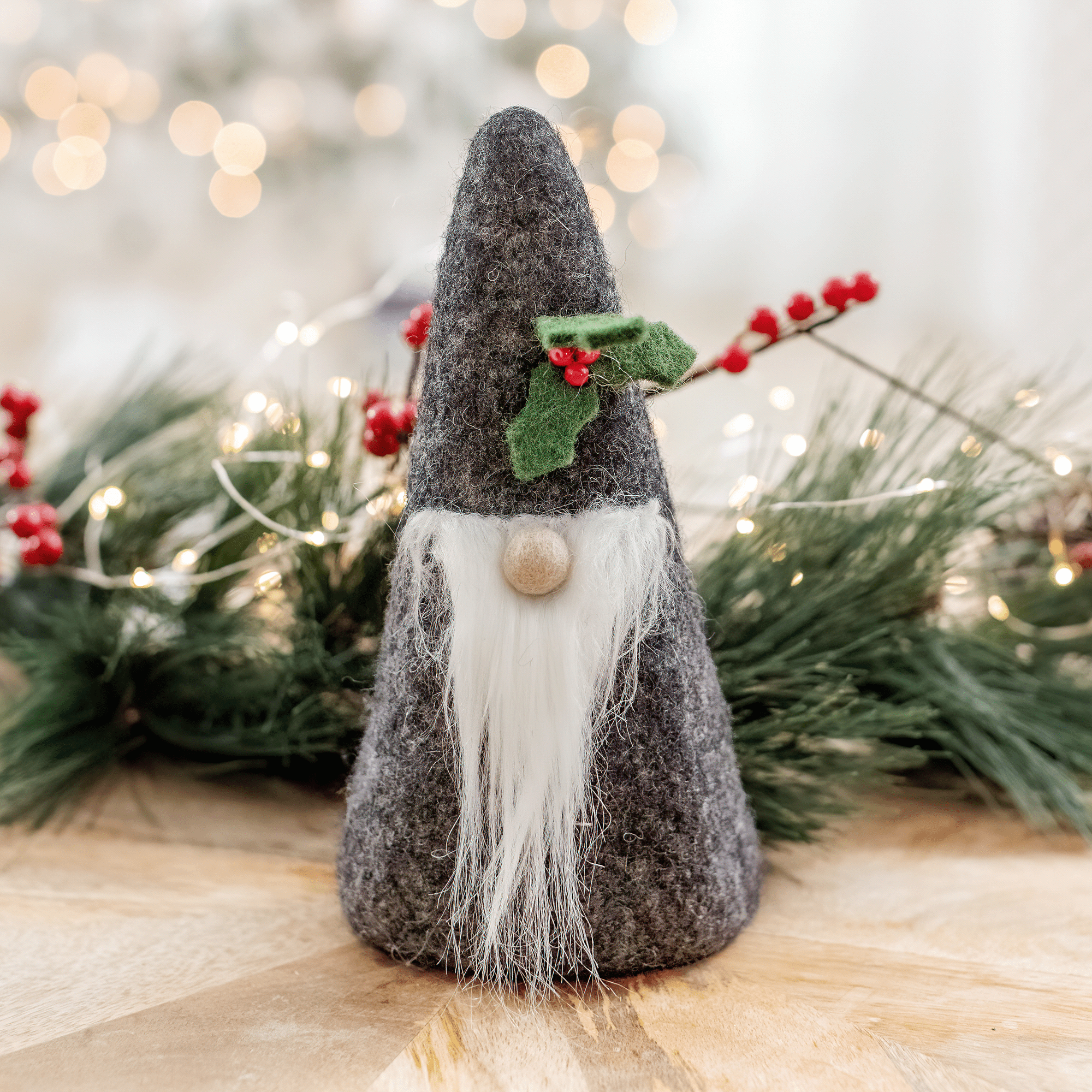 Charcoal Gnome Tree Topper - “Zane”
