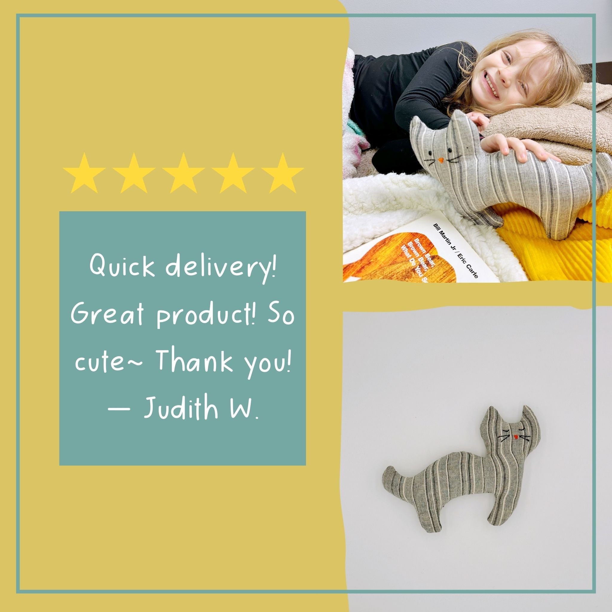 Cloth Cat Pillow Doll - Soft Stuffed Animal Ages 3+