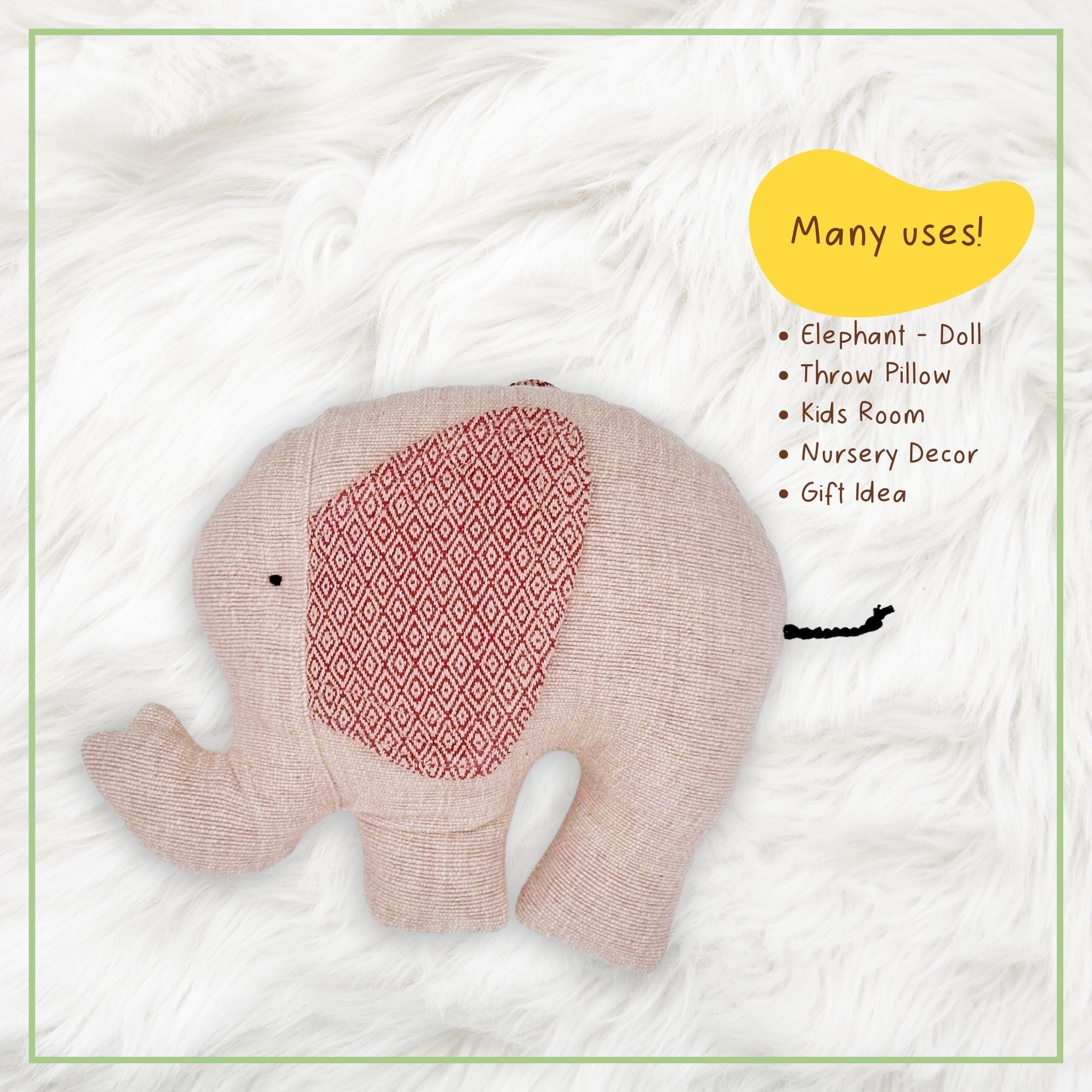 Cloth Elephant Pillow Doll - Soft Stuffed Animal Ages 3+