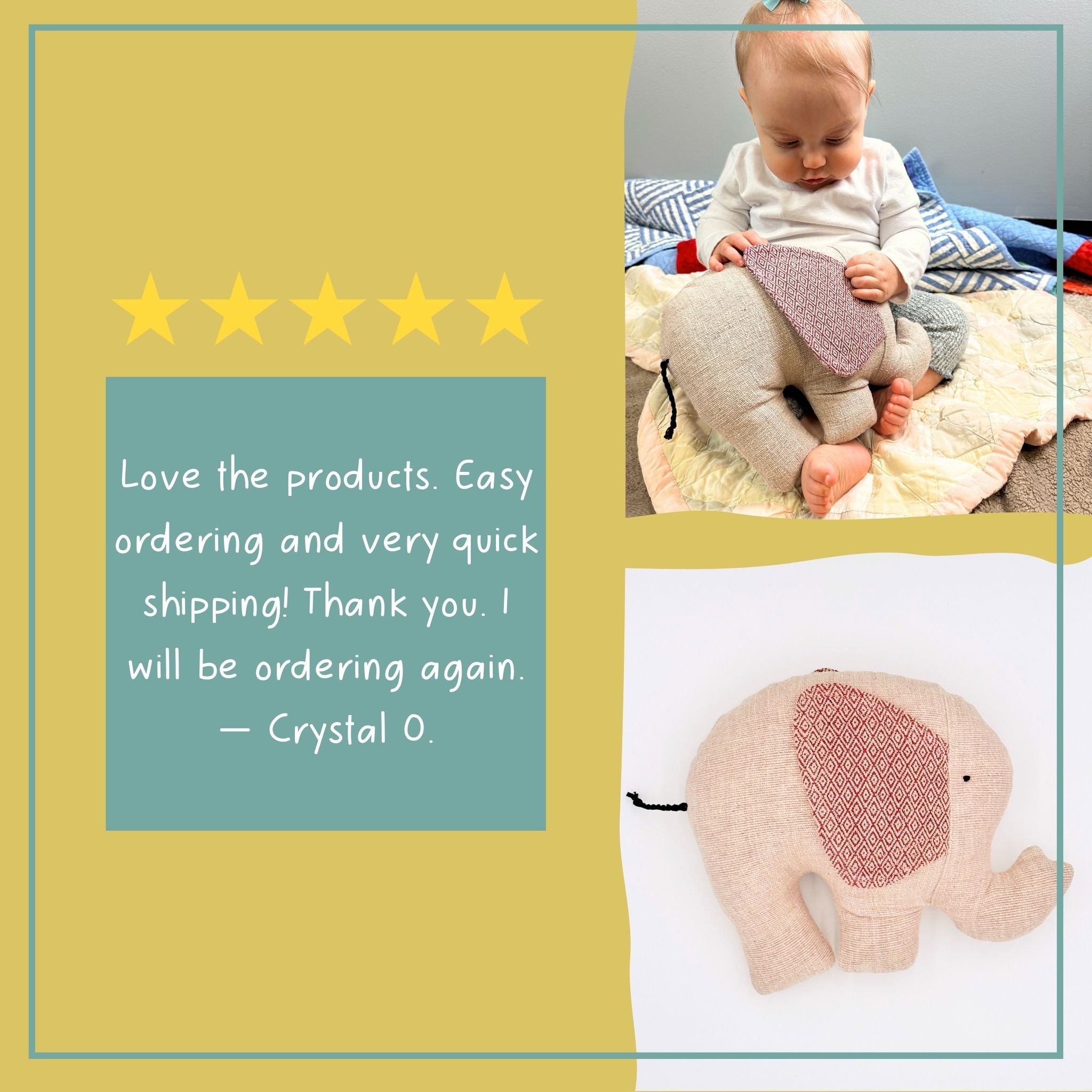 Cloth Elephant Pillow Doll - Soft Stuffed Animal Ages 3+