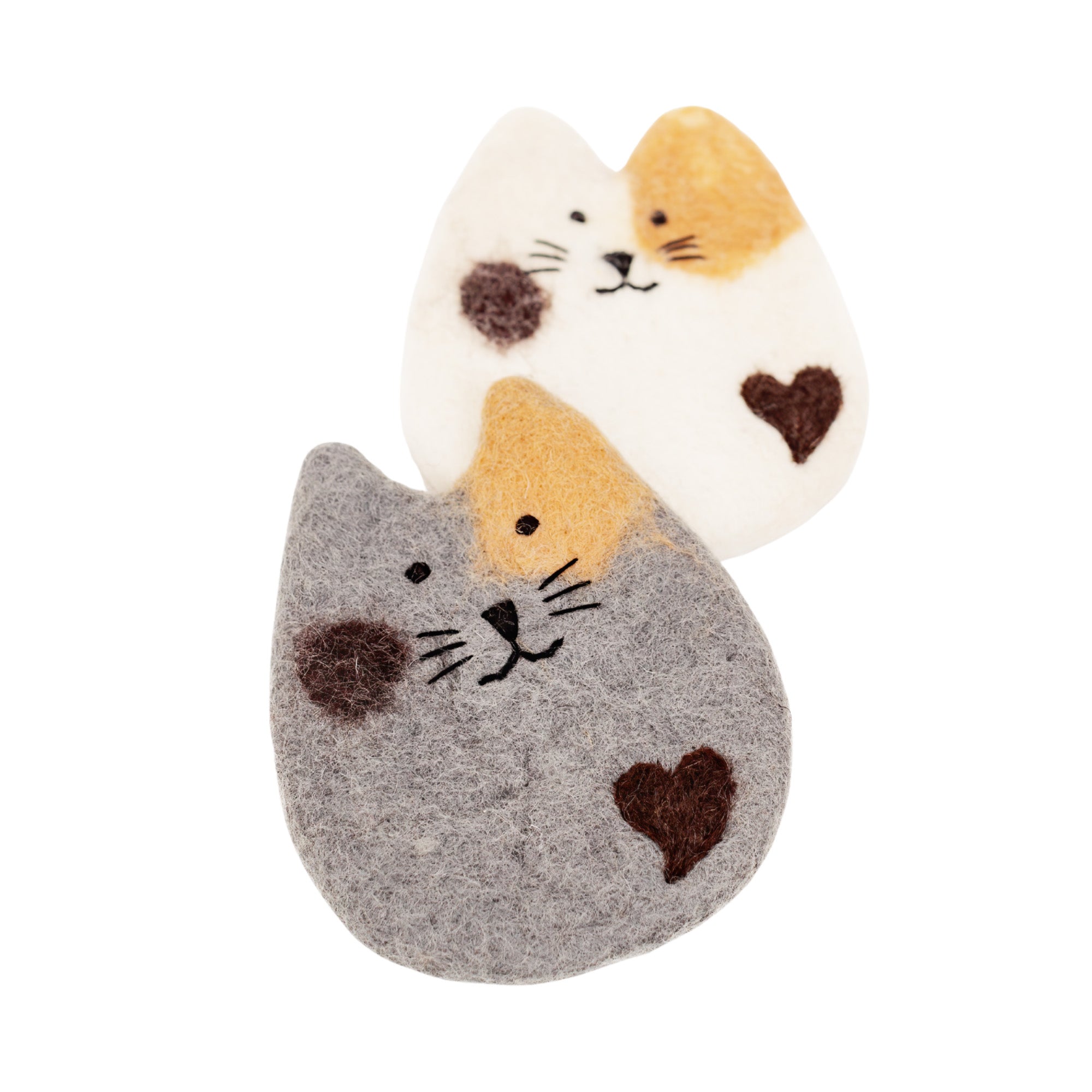 Felted Wool Cat Coasters Set - Cute Cat Gift Ages 3+