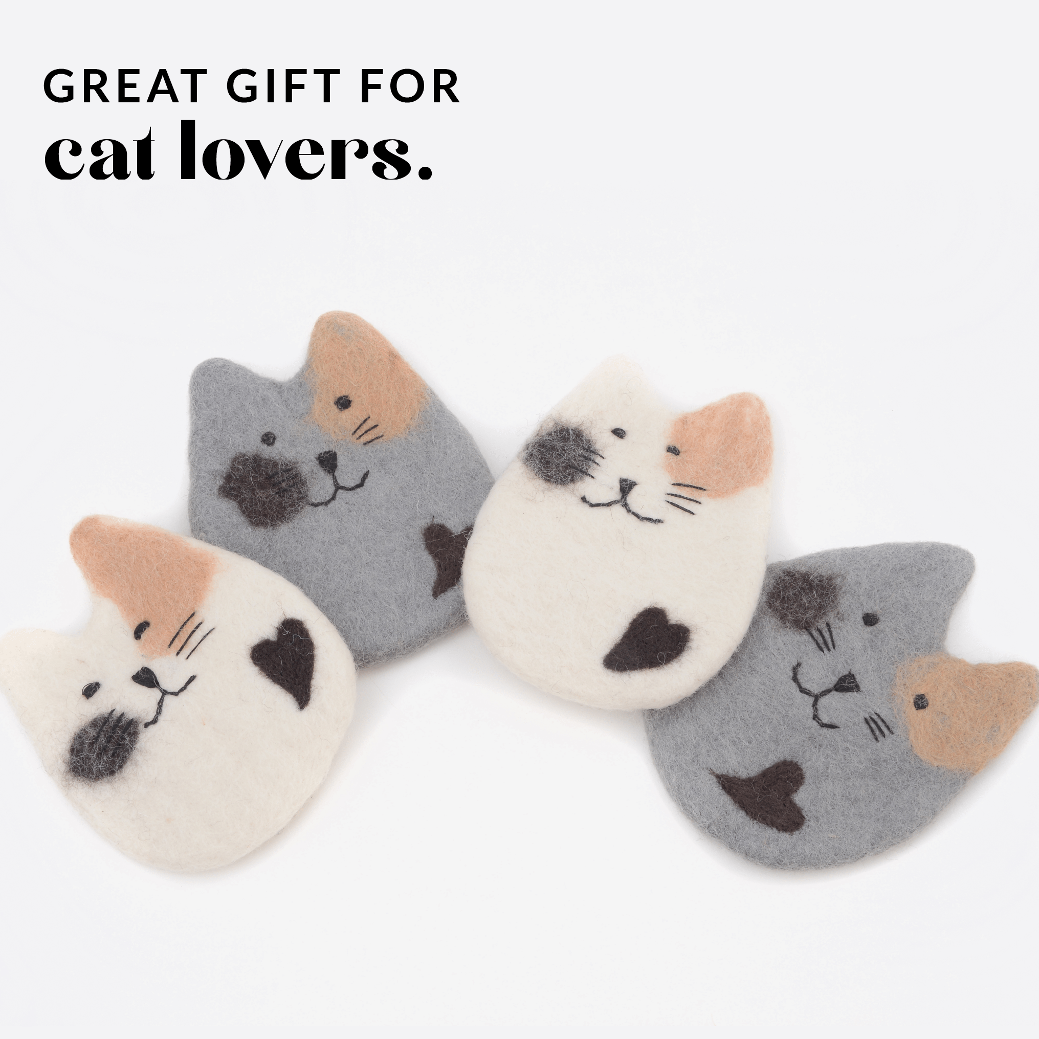 Felted Wool Cat Coasters Set - Cute Cat Gift Ages 3+