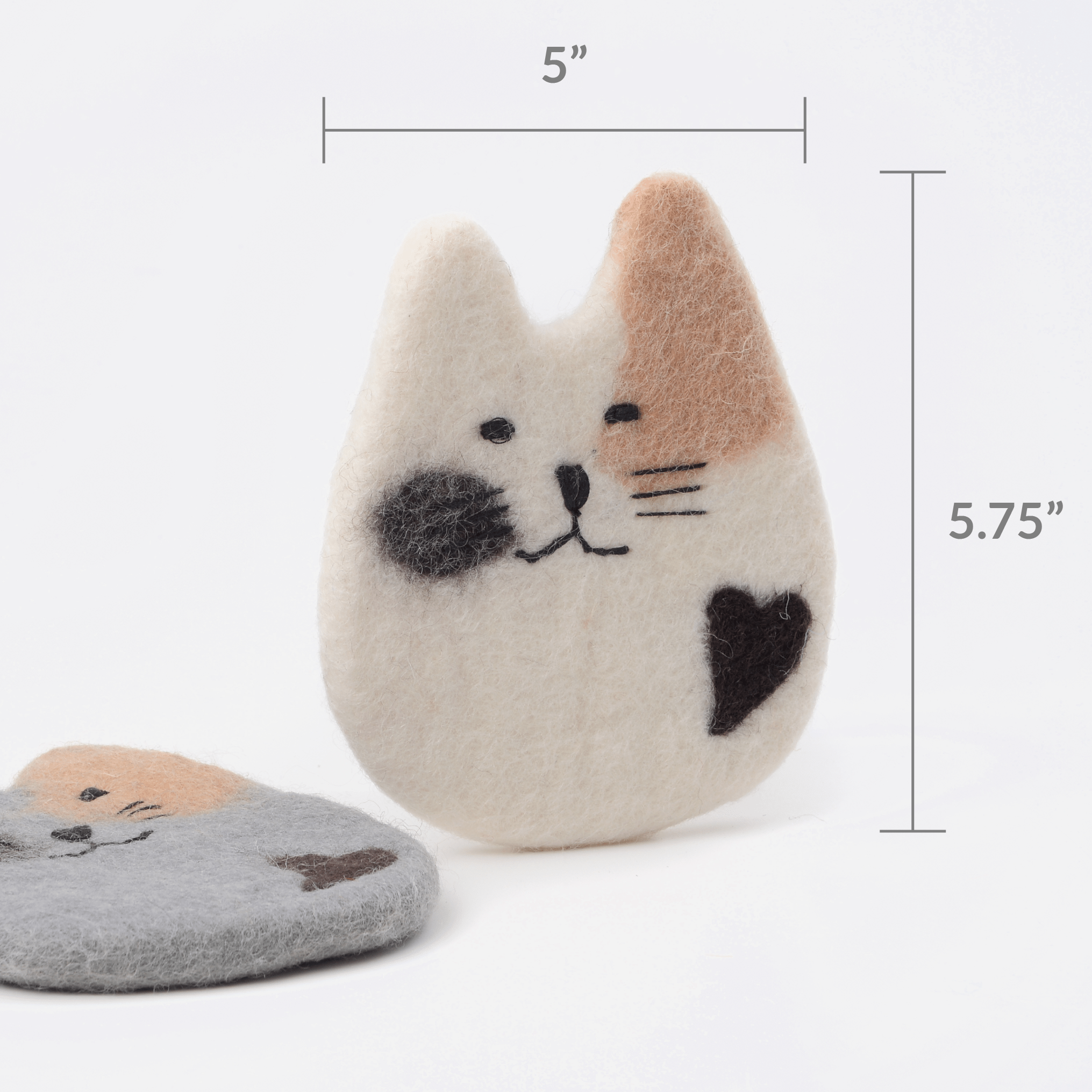 Felted Wool Cat Coasters Set - Cute Cat Gift Ages 3+