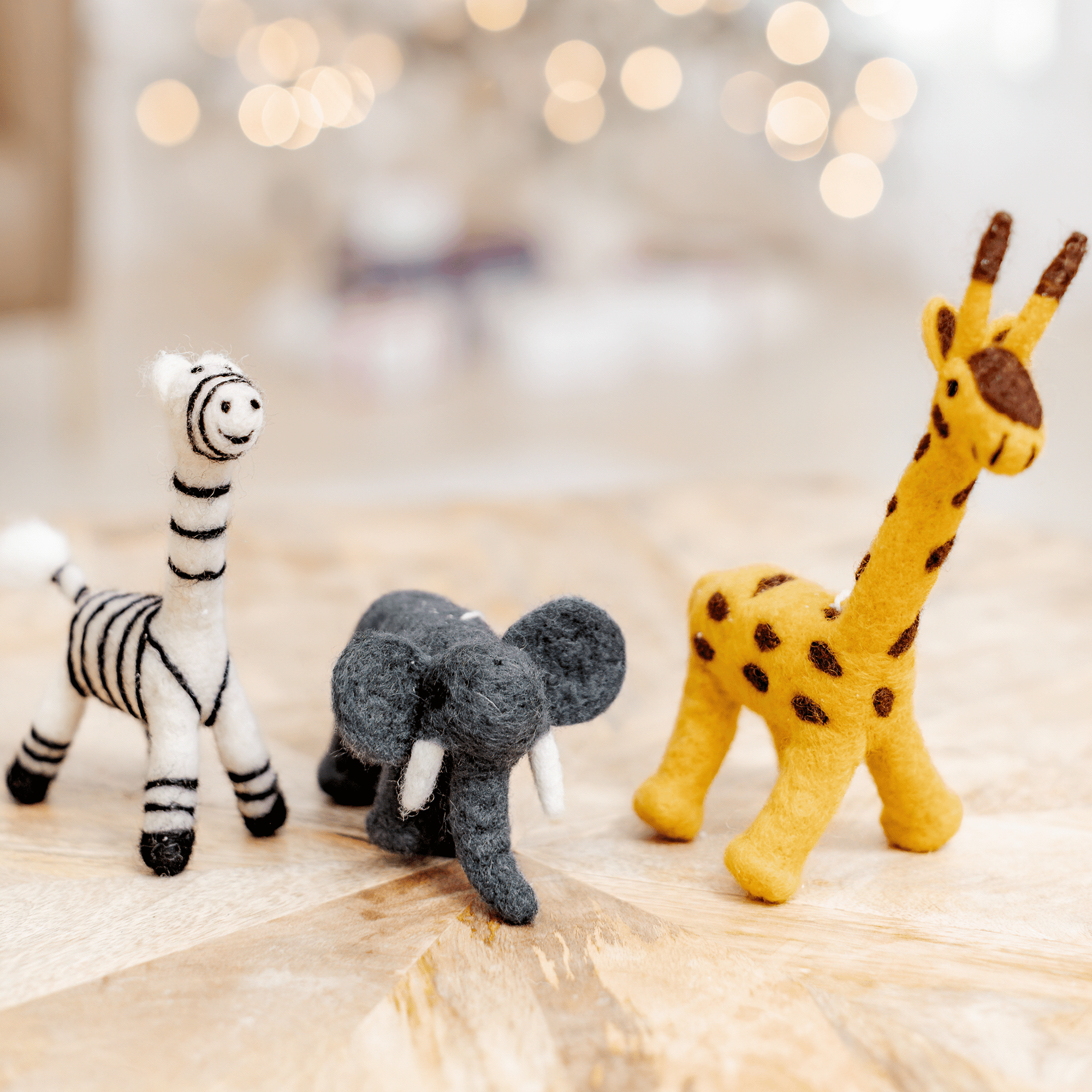 Safari Animal Ornament Set - Zebra, Elephant & Giraffe Ages 3+