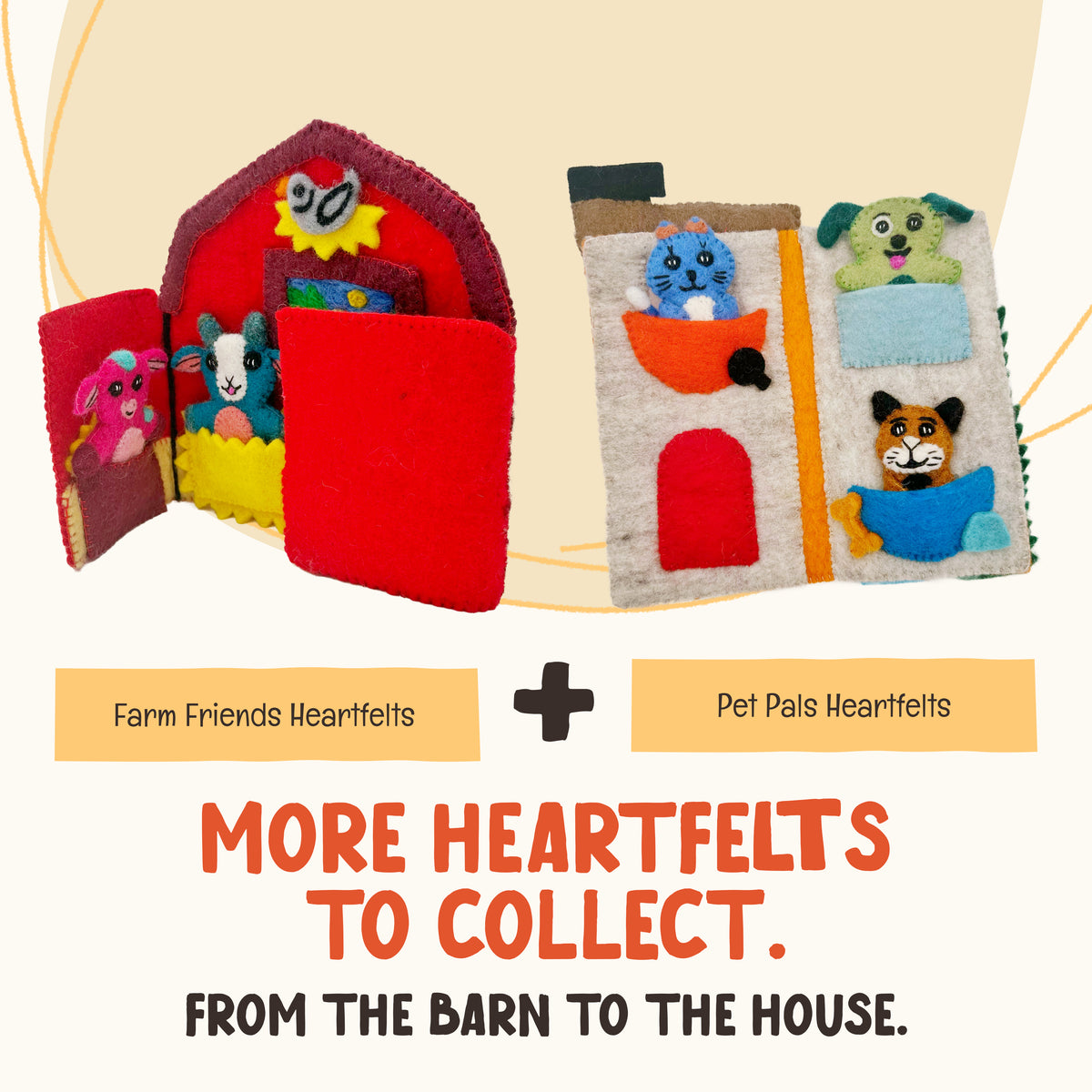 OmaOmaOma Farm Friends Heartfelts with Forest Friends and Pet Pals for cross-set finger puppet play