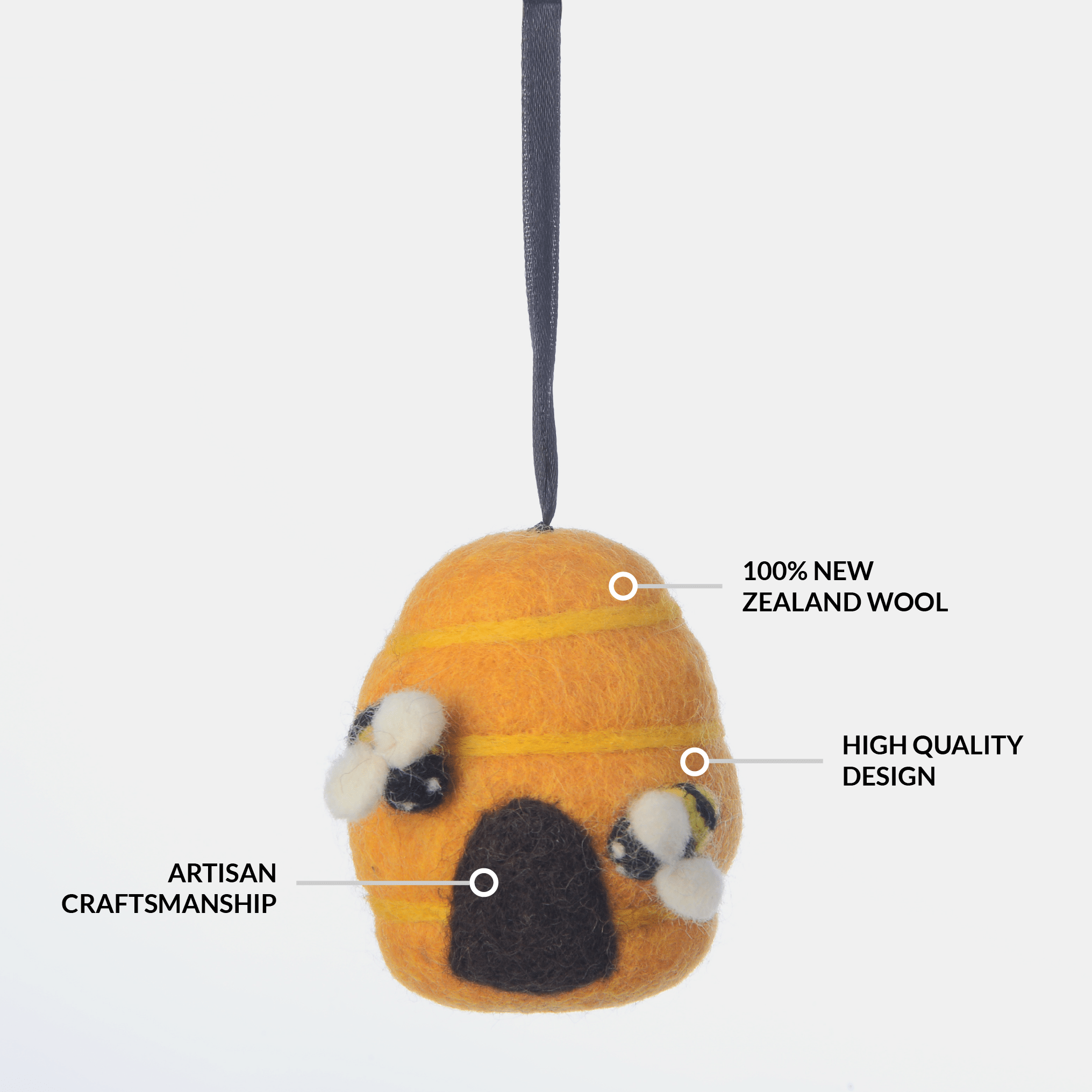 Felted Wool Bee Hive Ornament - Nature Decor Ages 3+
