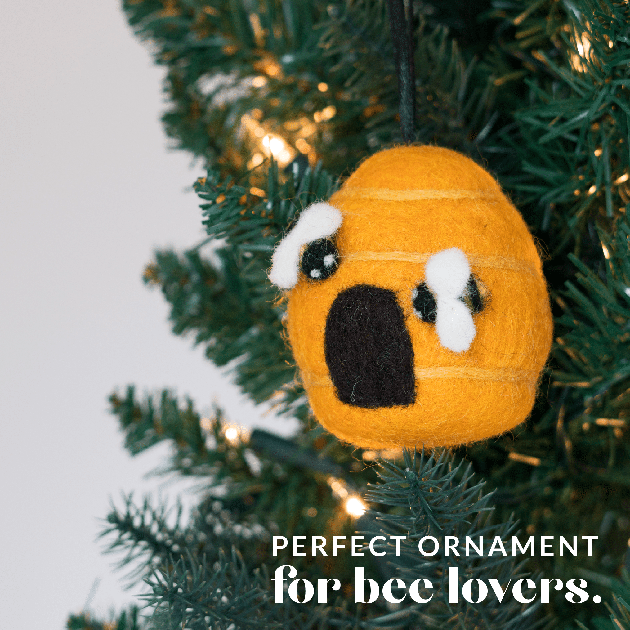 Felted Wool Bee Hive Ornament - Nature Decor Ages 3+