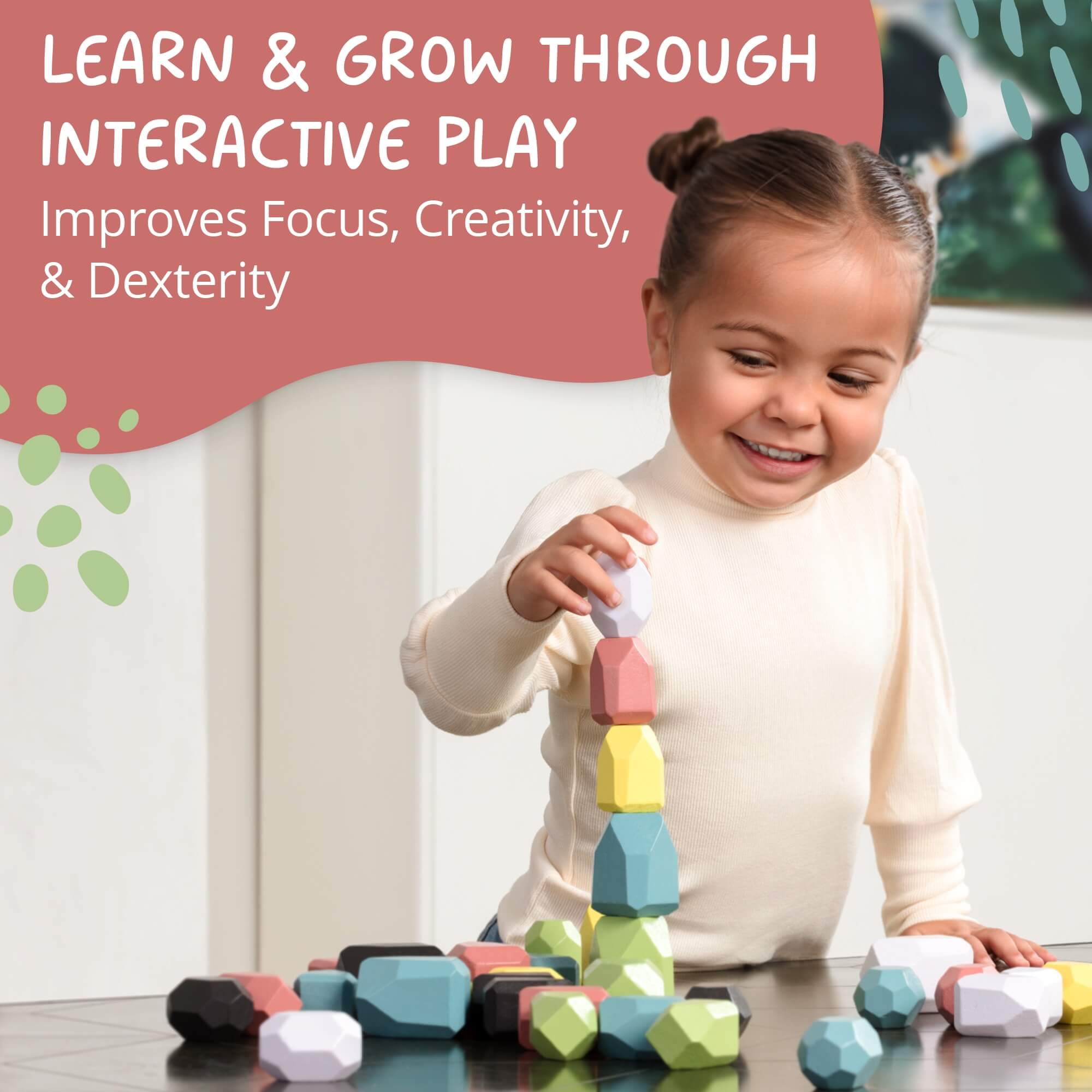 Wooden Balance Stones - Montessori Stacking Toy Ages 2+