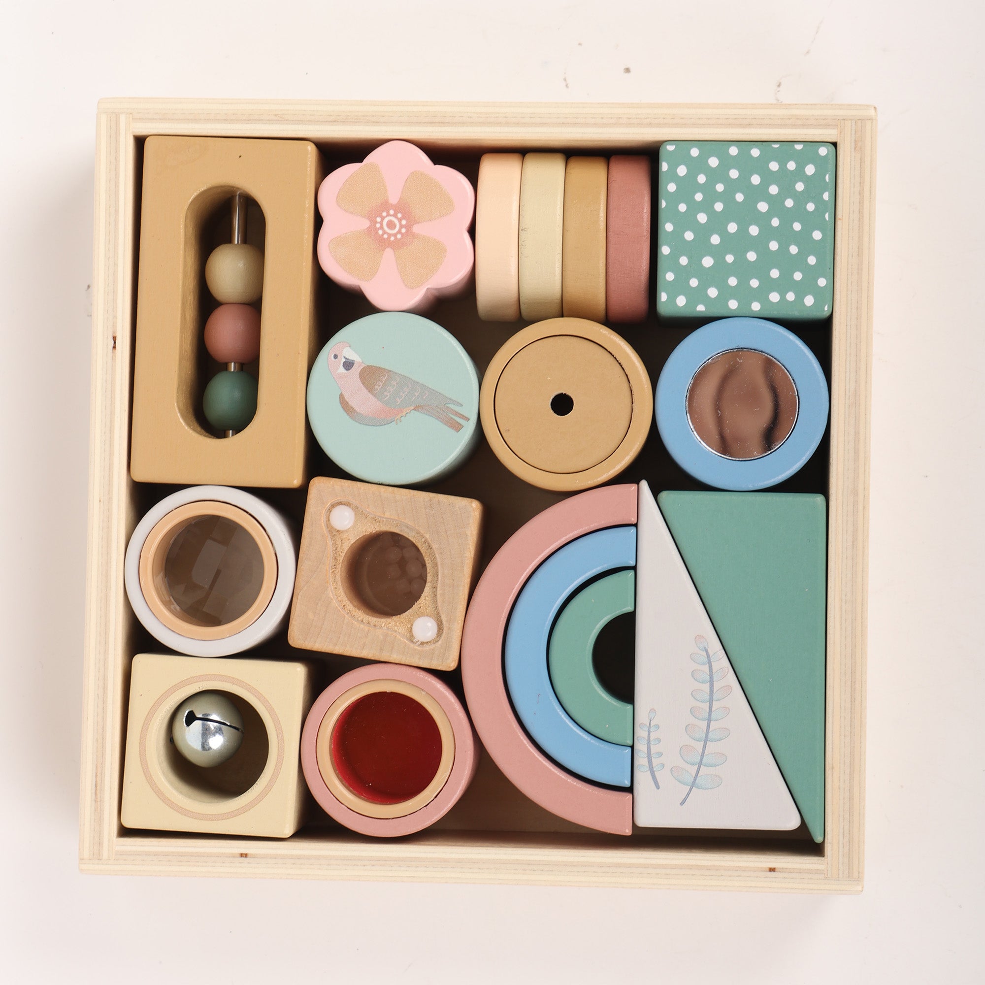 Wooden Activity Blocks 15pc - Interactive Sensory Blocks Ages 12m+