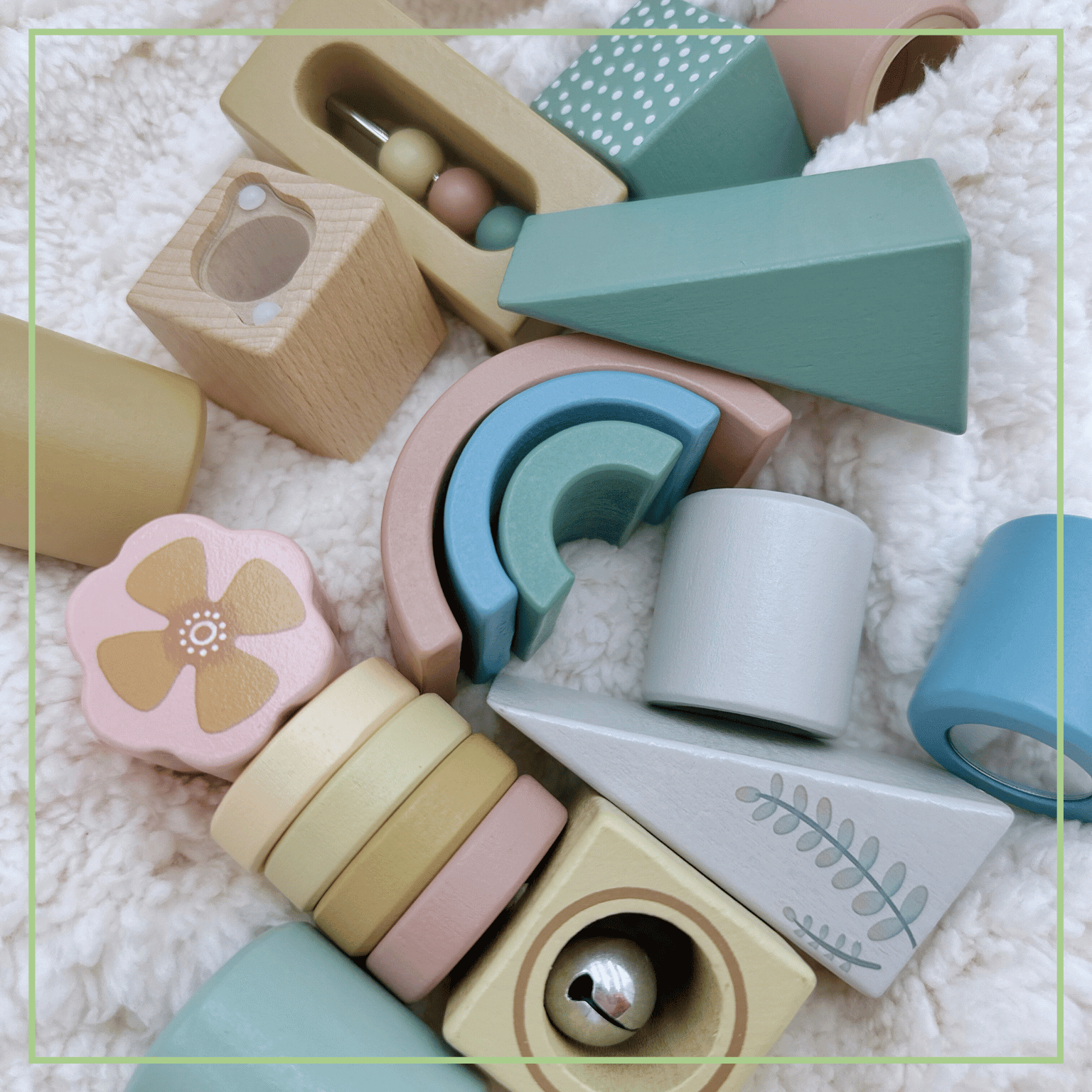 Wooden Activity Blocks 15pc - Interactive Sensory Blocks Ages 12m+