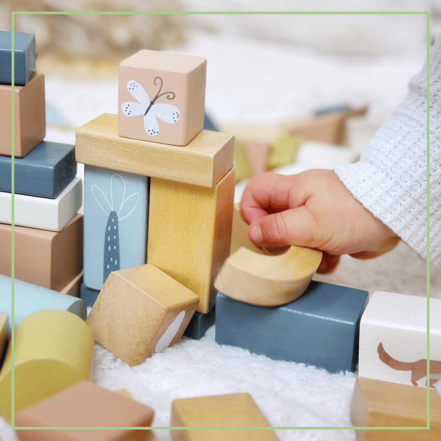 Wooden Building Blocks 70pc - Natural Wood Block Set Ages 2+