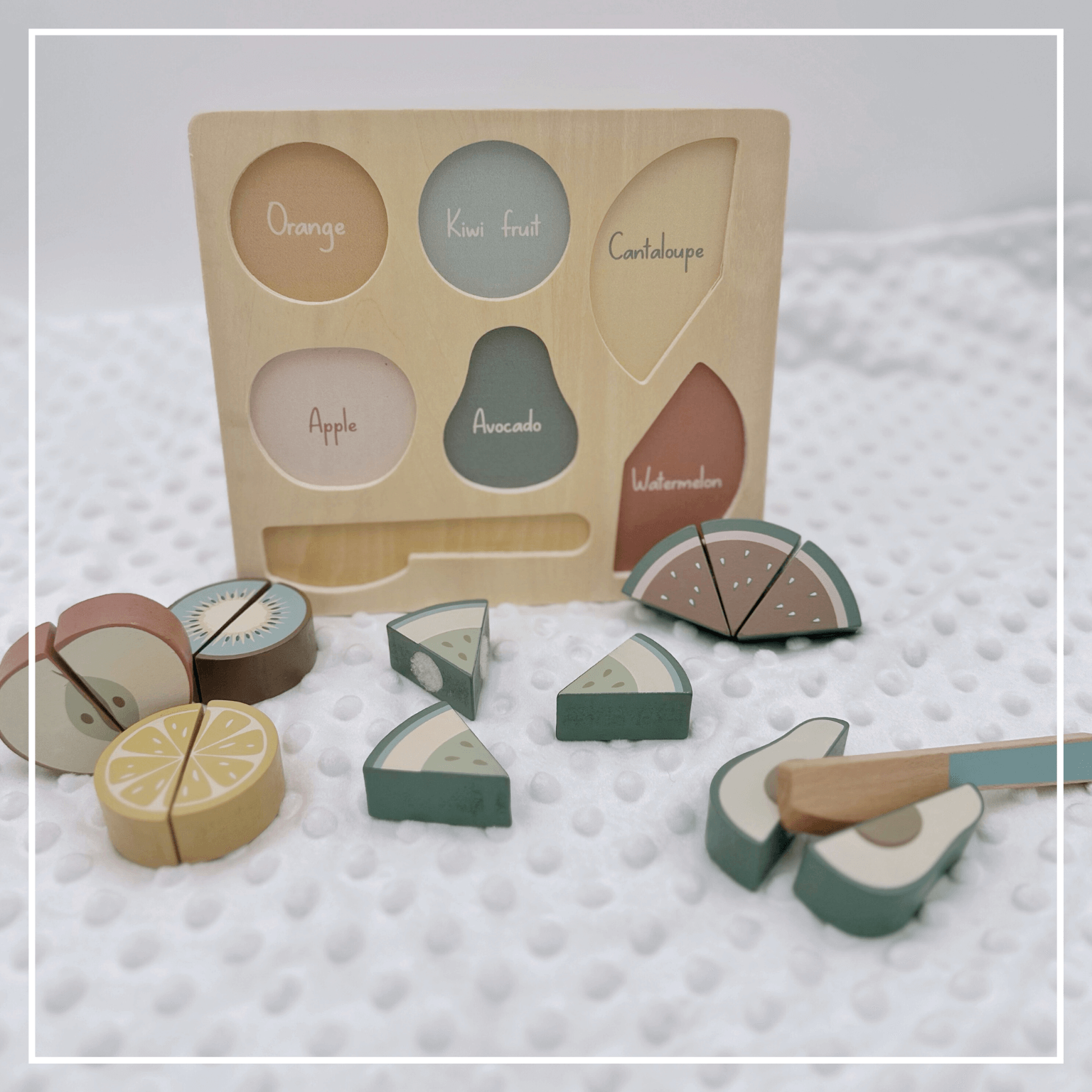 Wooden Fruit Cutting Puzzle - Velcro Play Food Set Ages 18m+