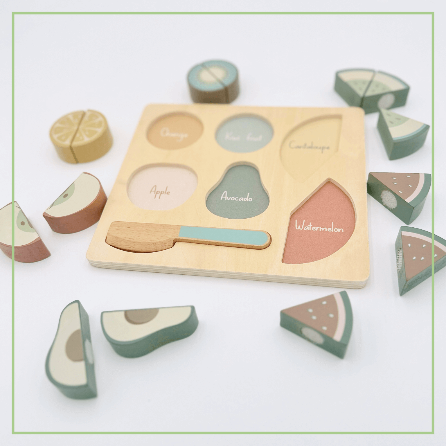 Wooden Fruit Cutting Puzzle - Velcro Play Food Set Ages 18m+