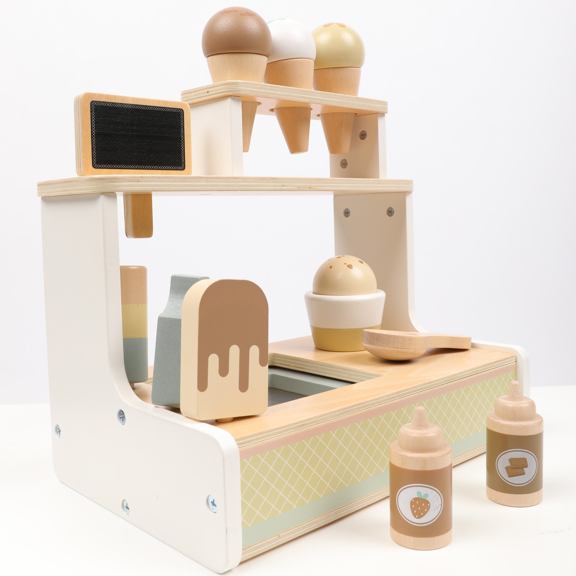 Wooden Ice Cream Shop Set - Pretend Play Counter Ages 3+