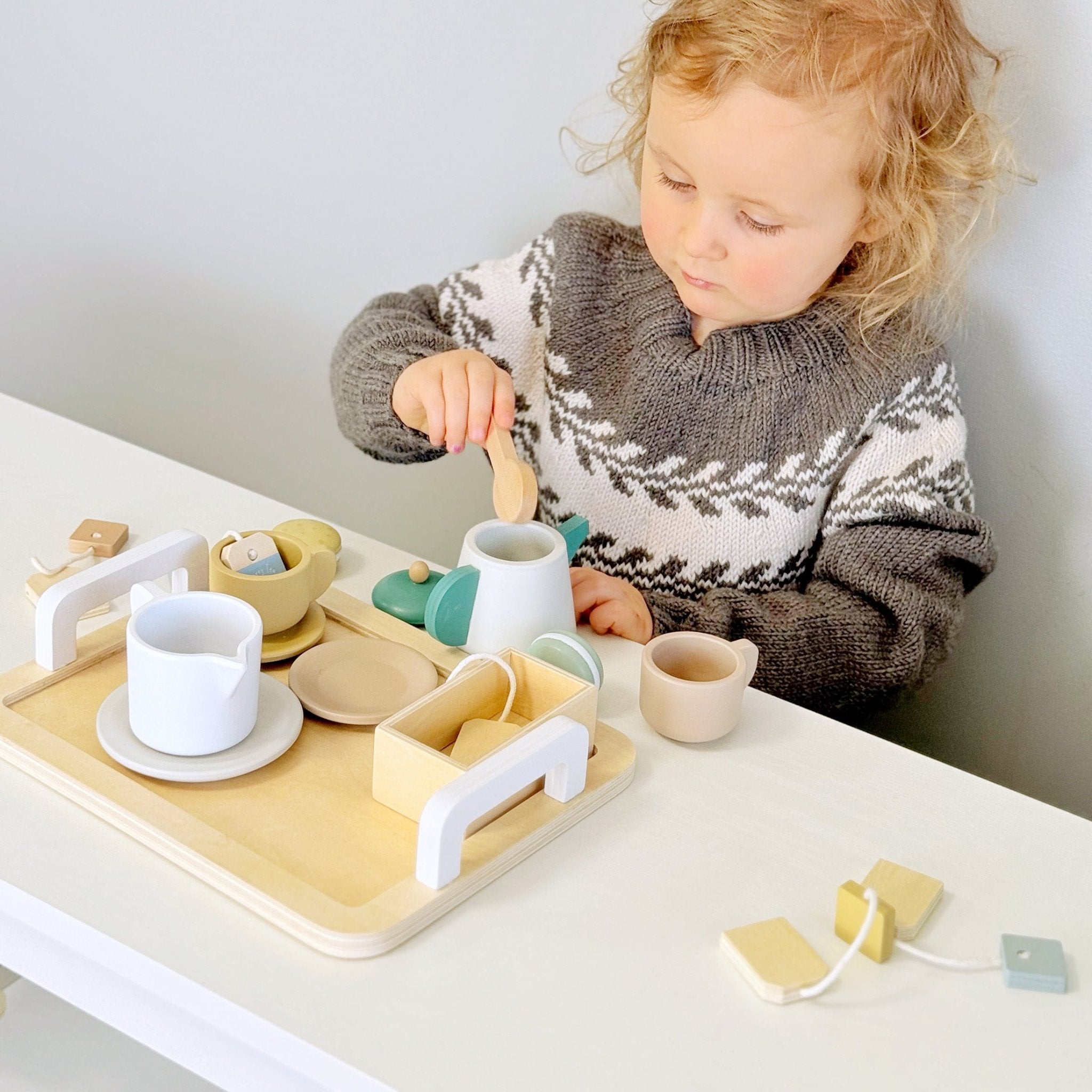 Wooden Tea Party Set - Pretend Play Tea Set Ages 3+