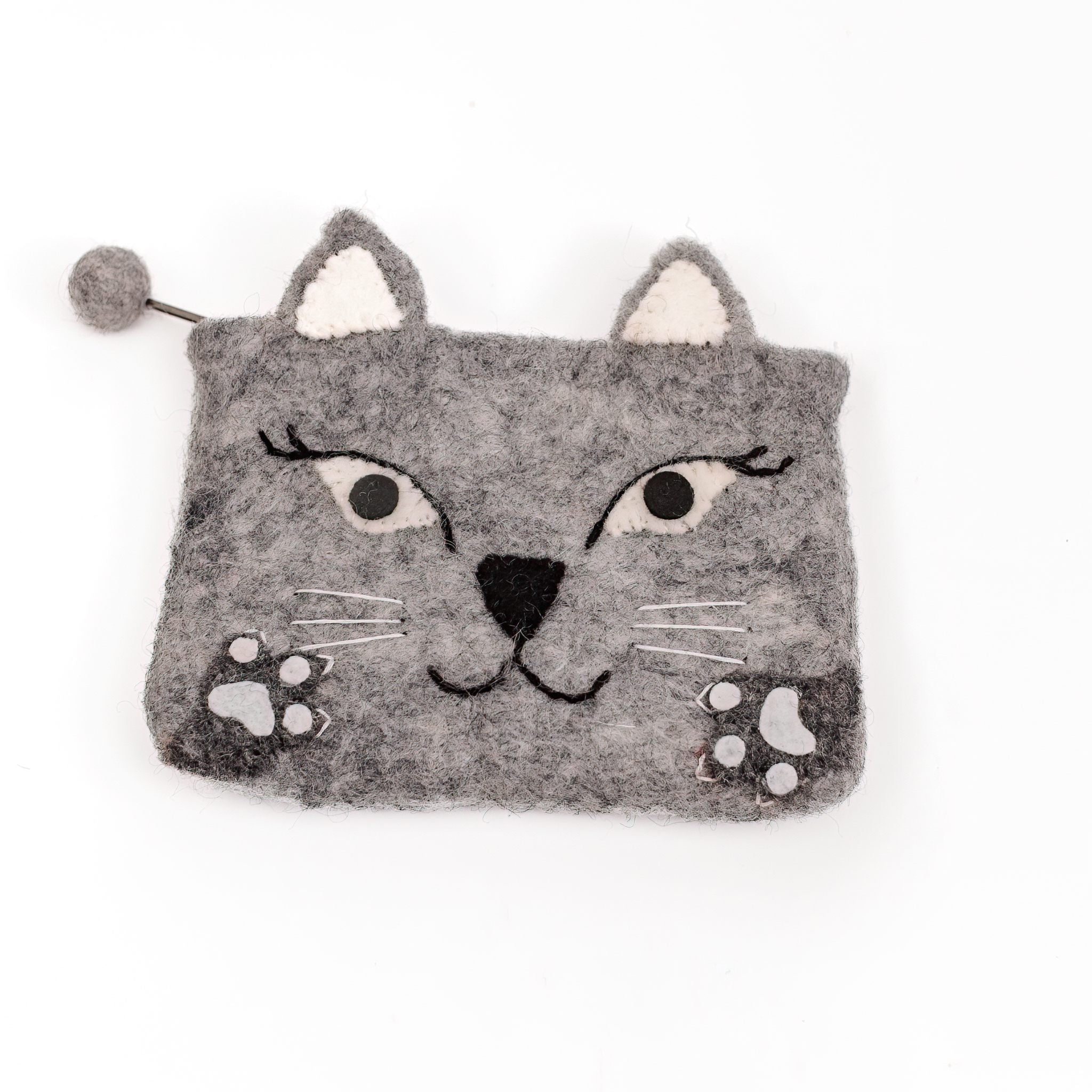 Felt Animal Zipper Bags - Cat, Dog & Fox Pouch Trio Ages 3+