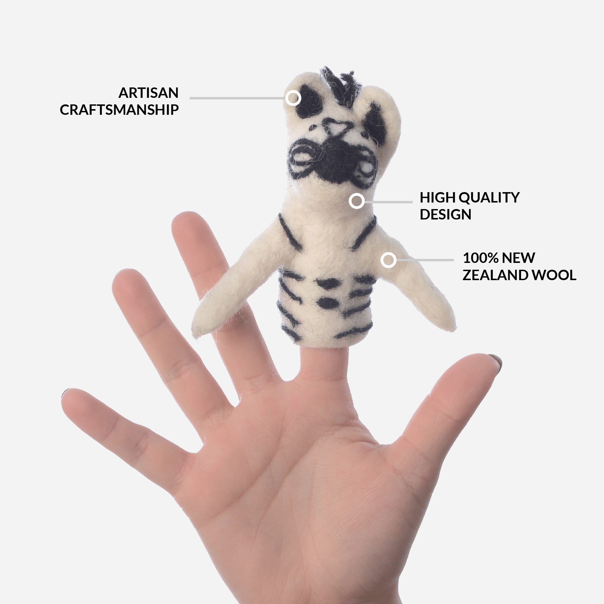 Safari Friends Finger Puppets - Lion, Giraffe, Elephant & Zebra Ages 3+