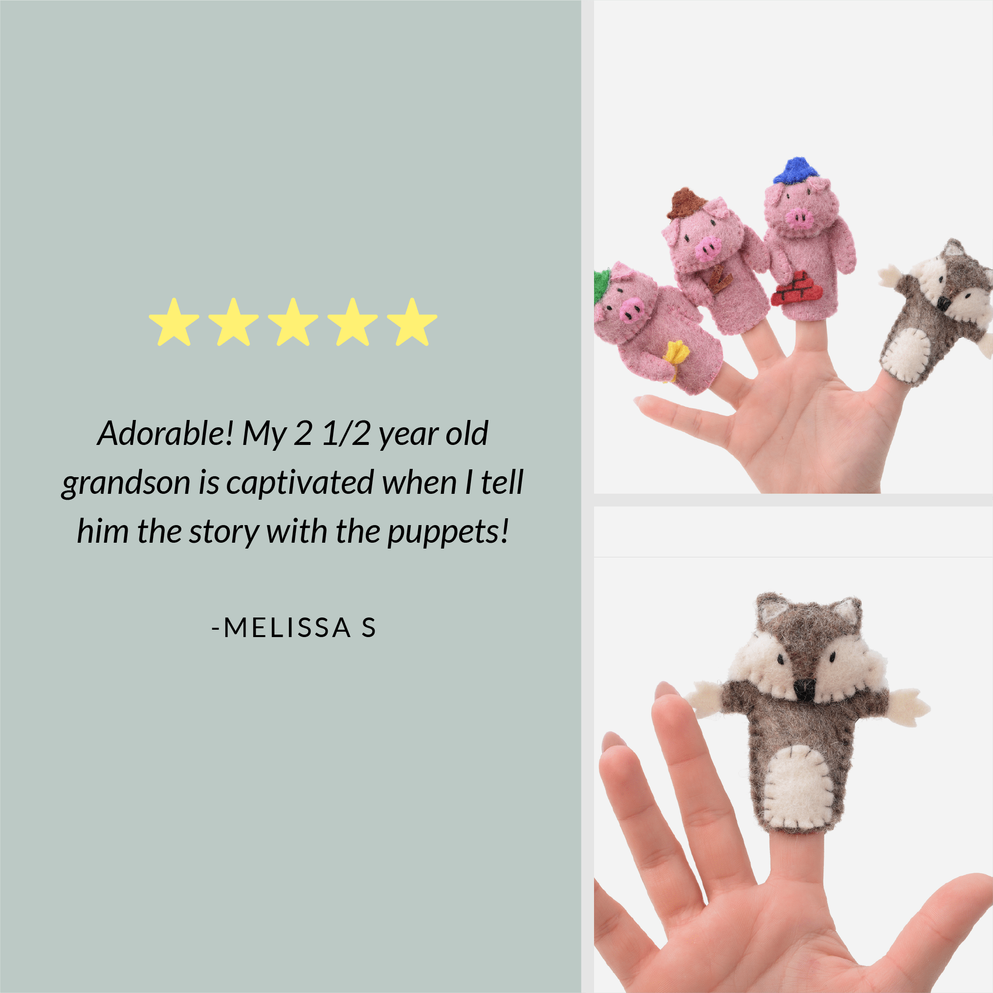 Three Little Pigs Finger Puppets - Story Theater Set Ages 3+