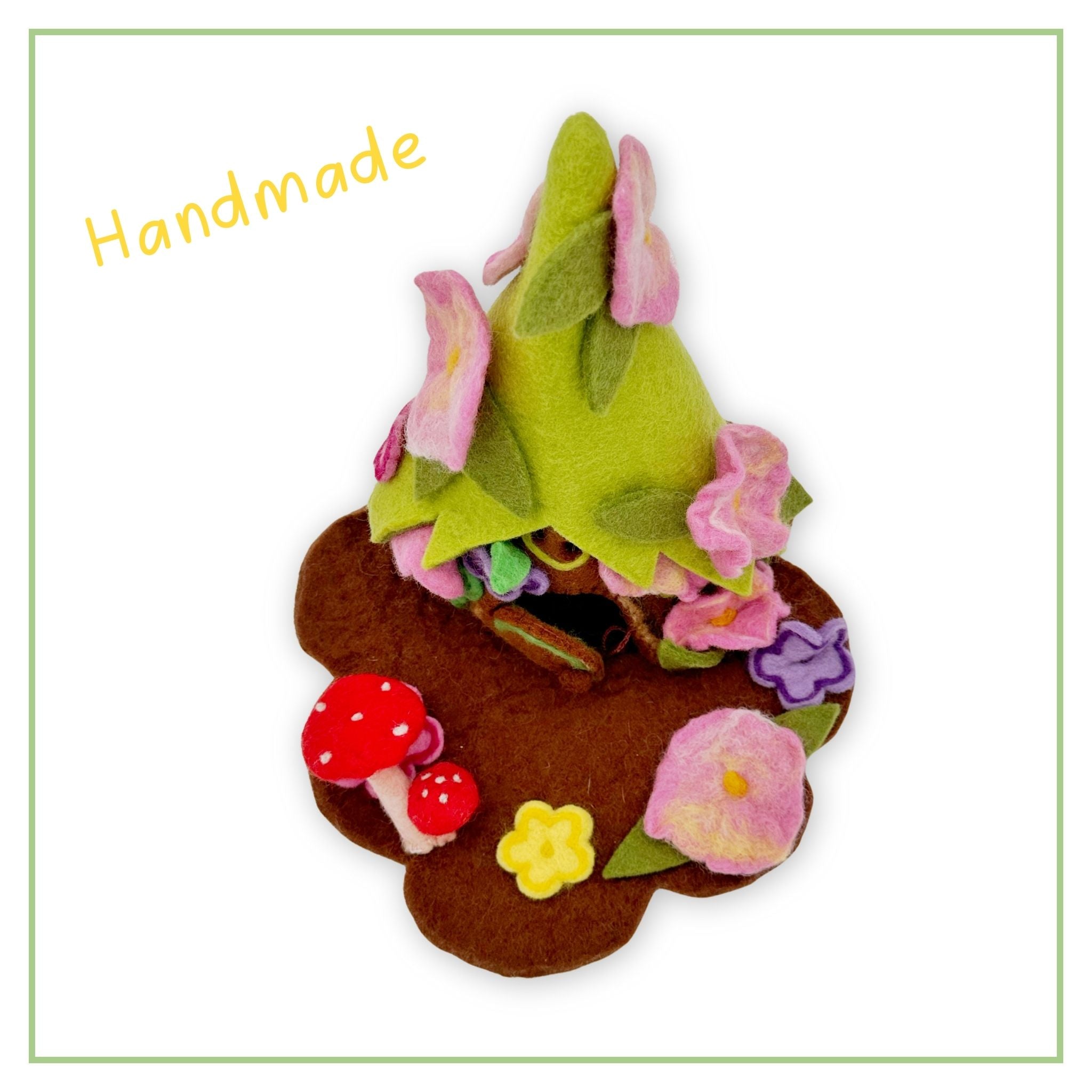 Waldorf Felt Fairy House - Handcrafted Green Roof Ages 3+