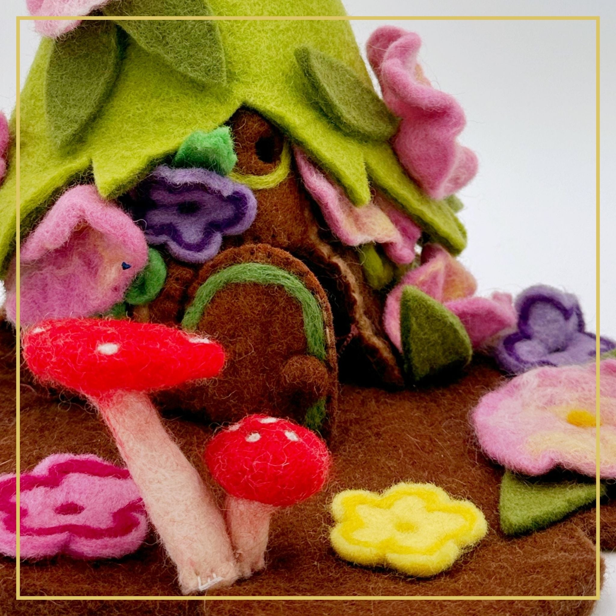 Waldorf Felt Fairy House - Handcrafted Green Roof Ages 3+