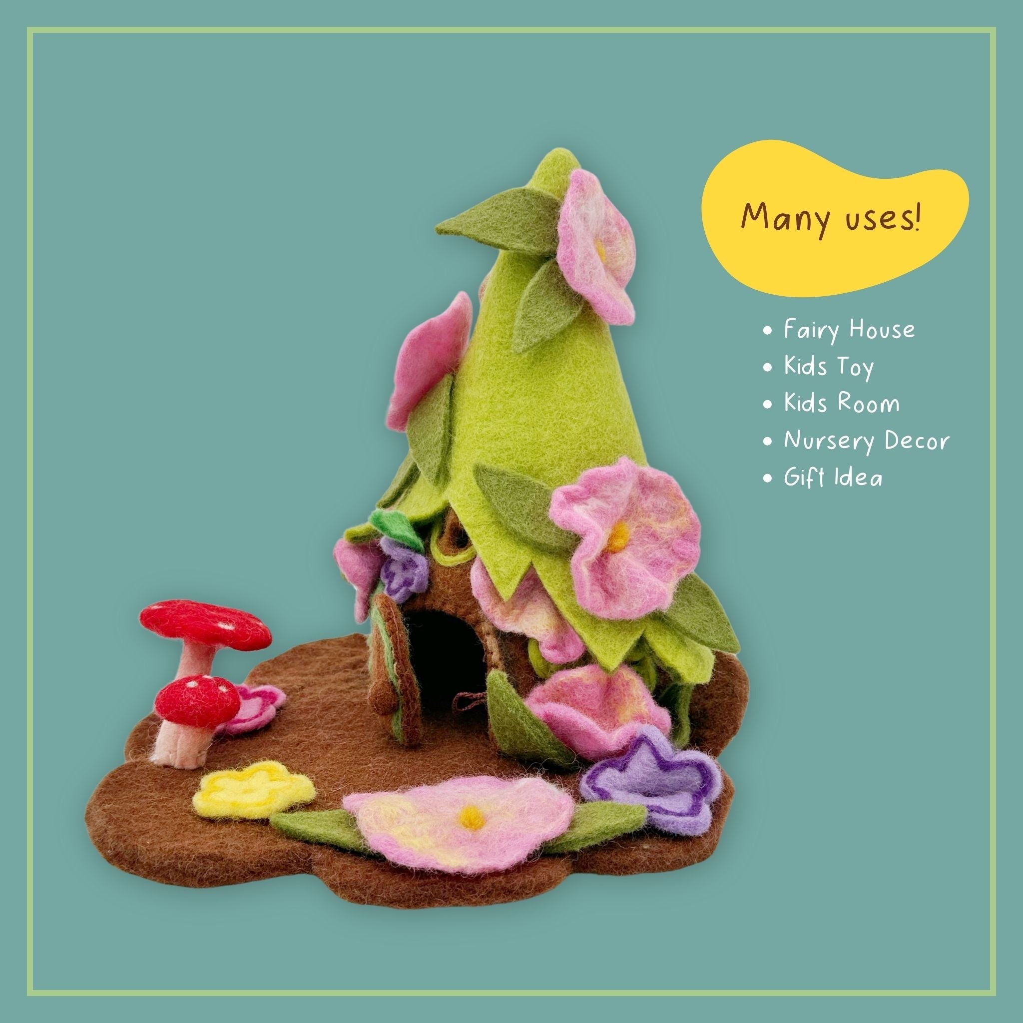 Waldorf Felt Fairy House - Handcrafted Green Roof Ages 3+