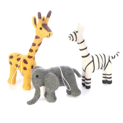 All three ornaments in the safari animal ornaments set. How cute are they?