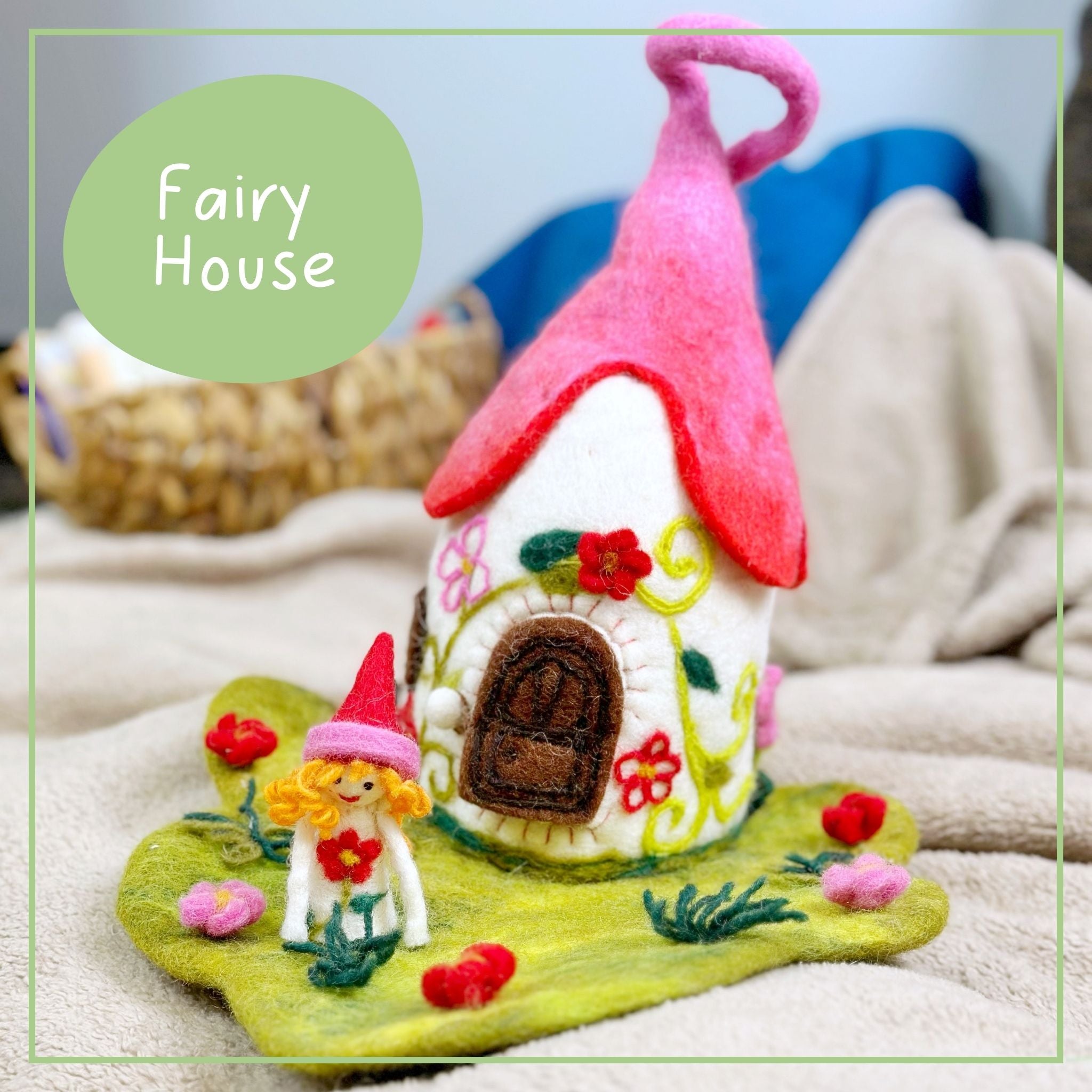 Waldorf Fairy House Toy- Red Roof