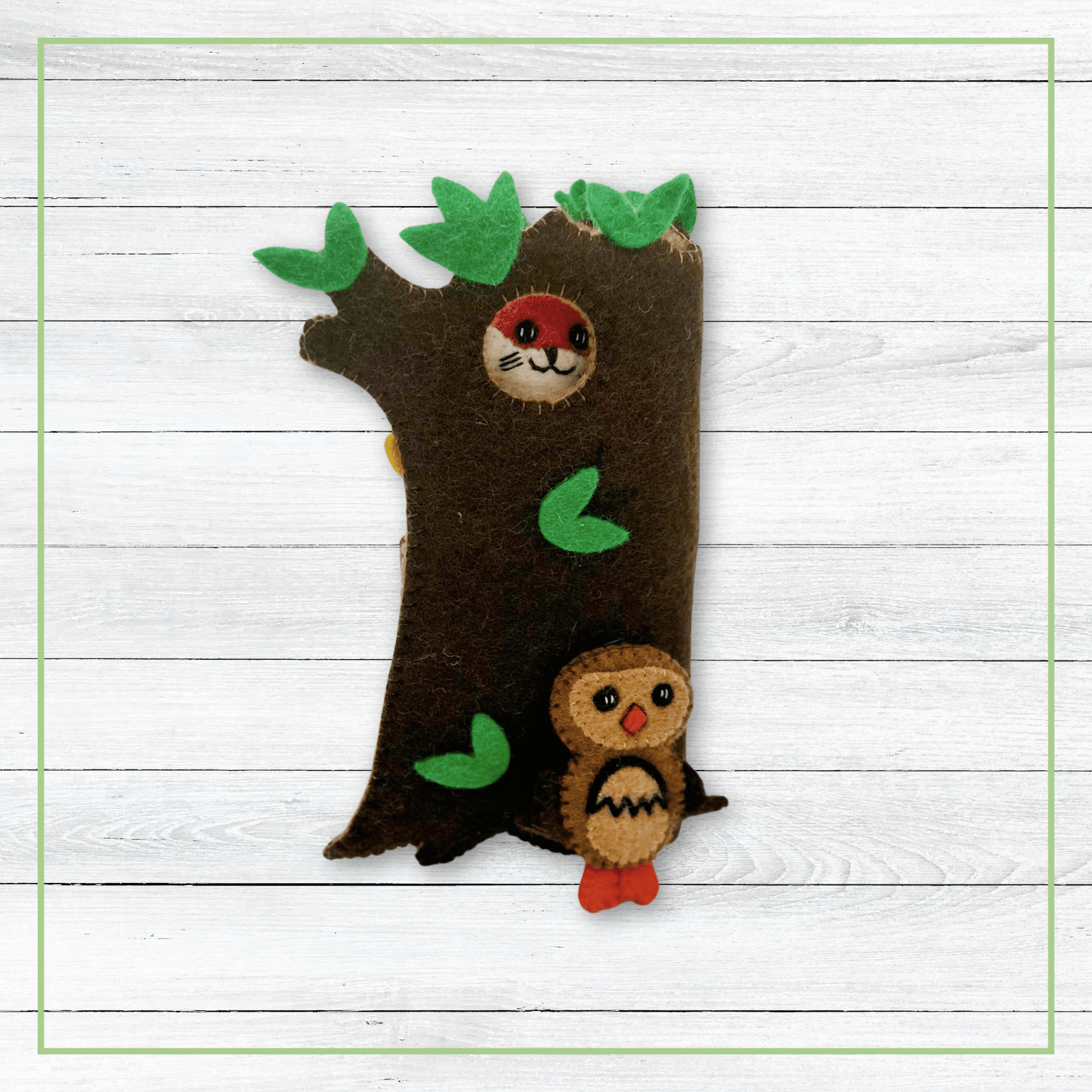 OmaOmaOma! Forest Friends Adventure Travel Set - 3 Wool Finger Puppets & Tree House 3y+