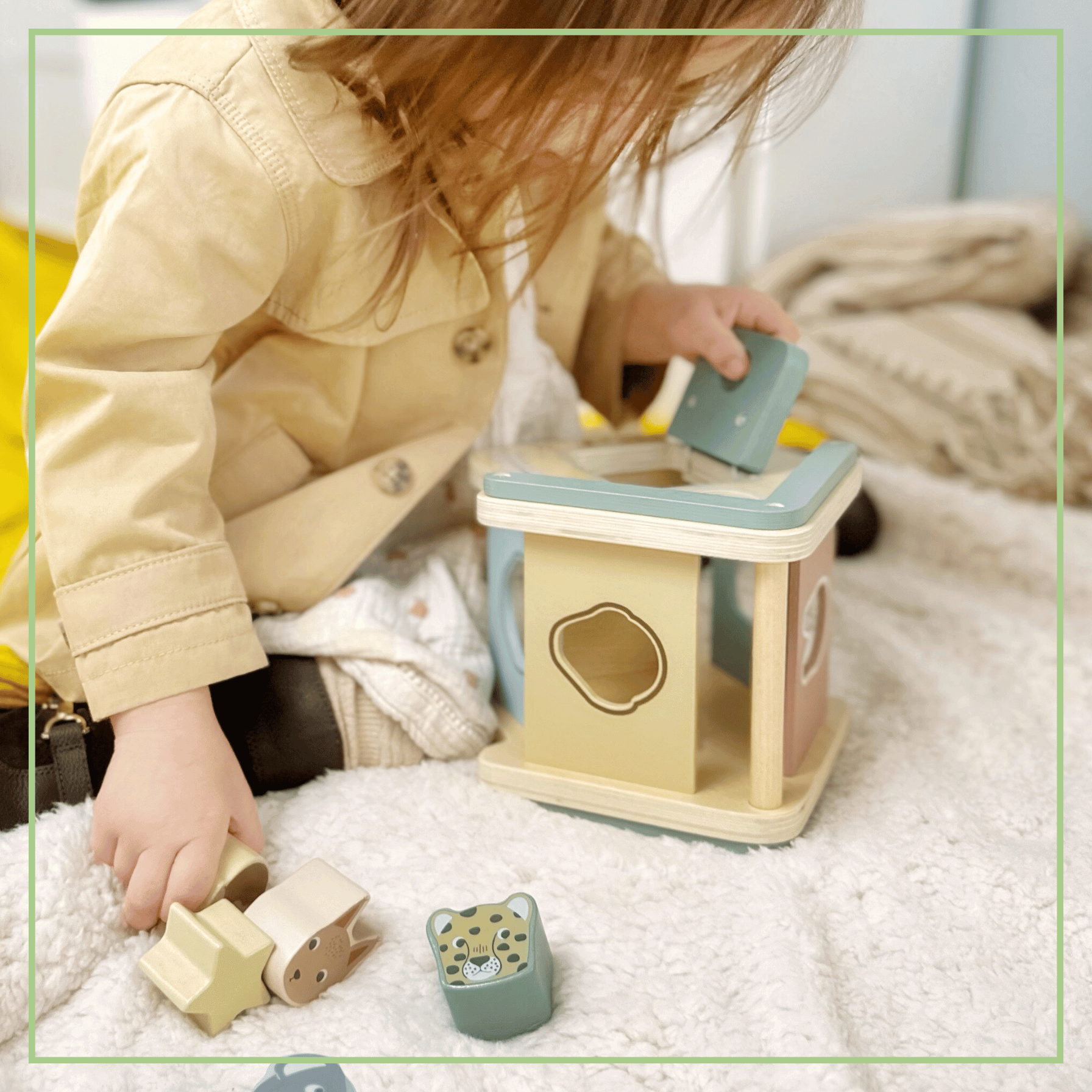 Wooden Shape Sorter Set by OmaOmaOma! - Montessori Toddler Learning Toy