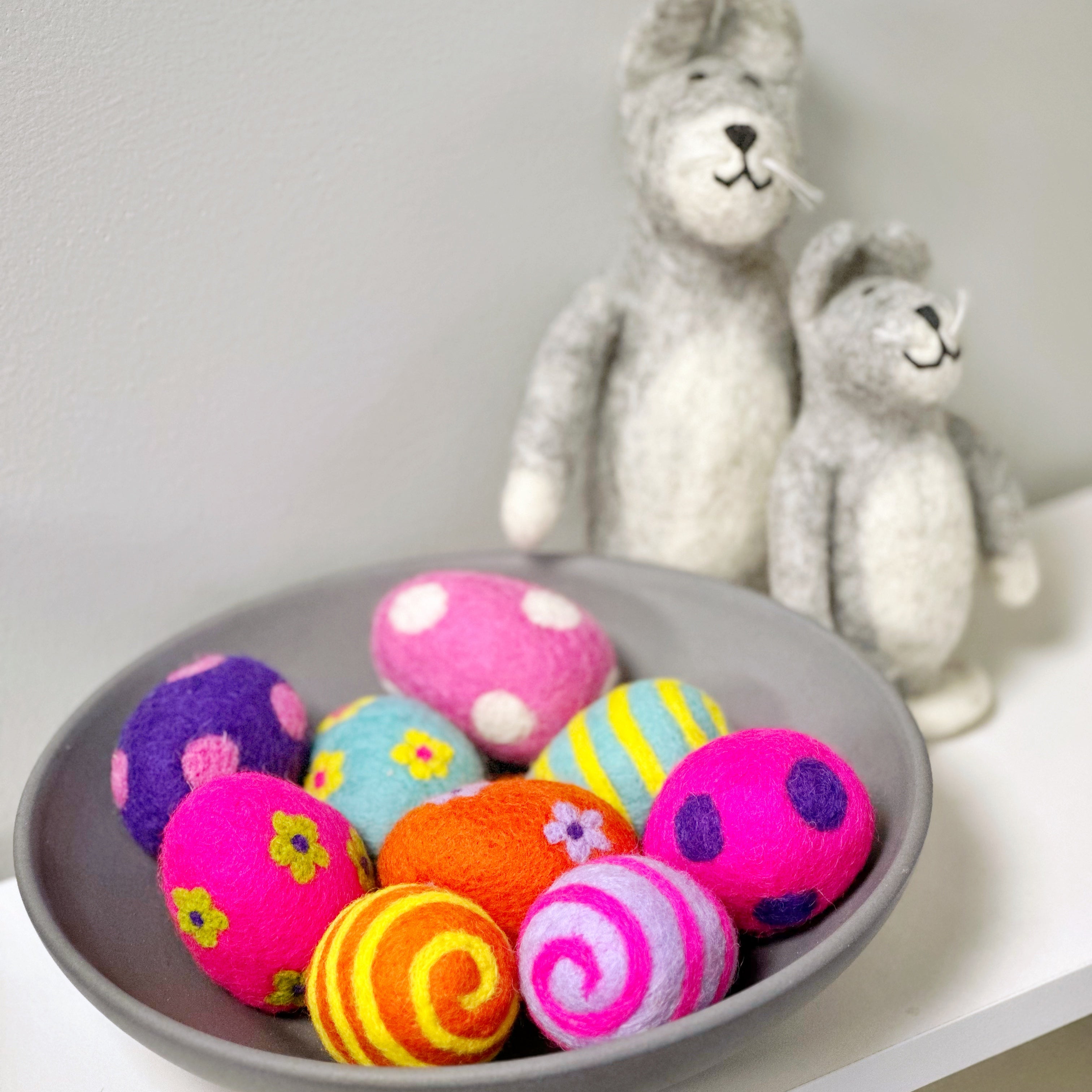 Colorful Felted Wool Easter Eggs