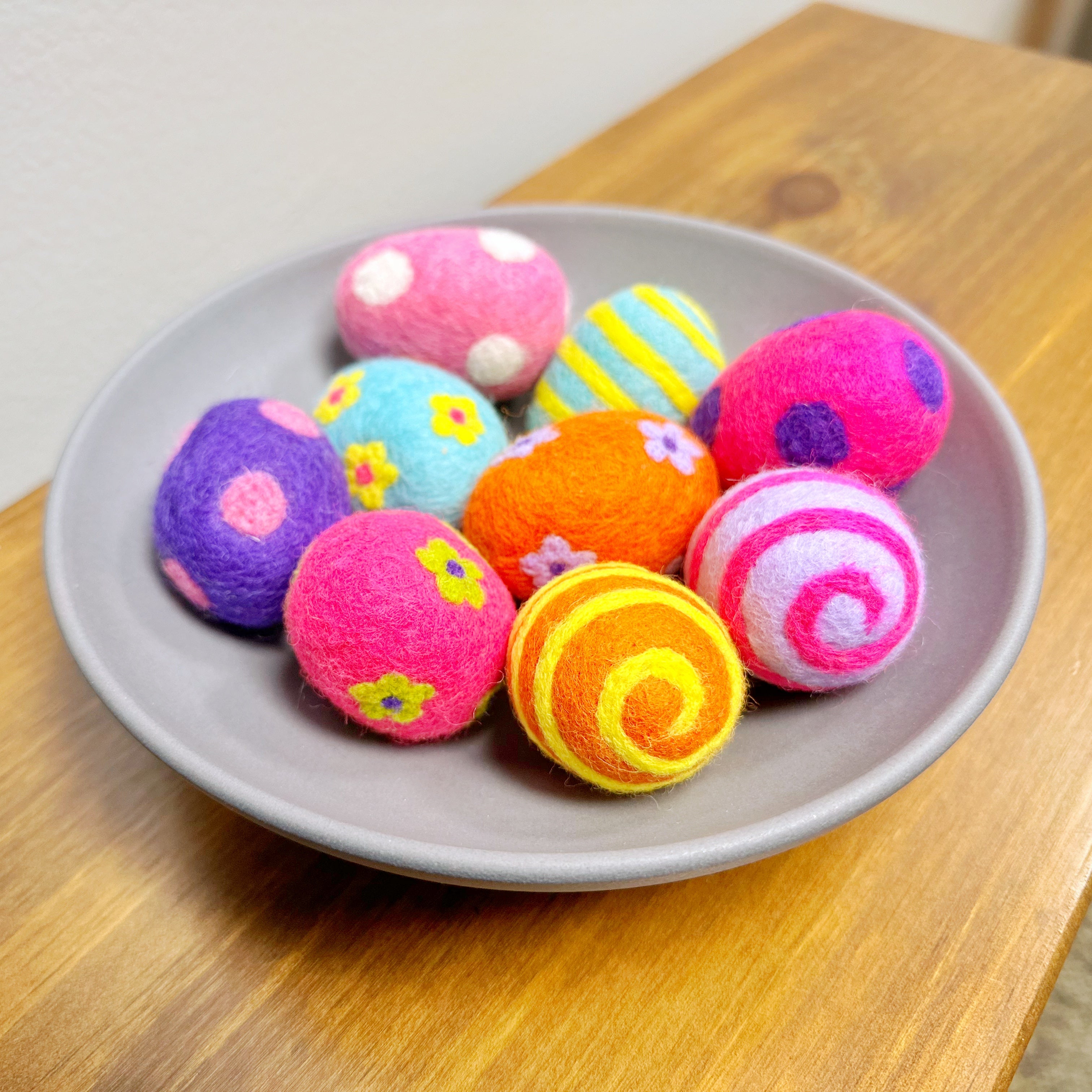 Colorful Felted Wool Easter Eggs