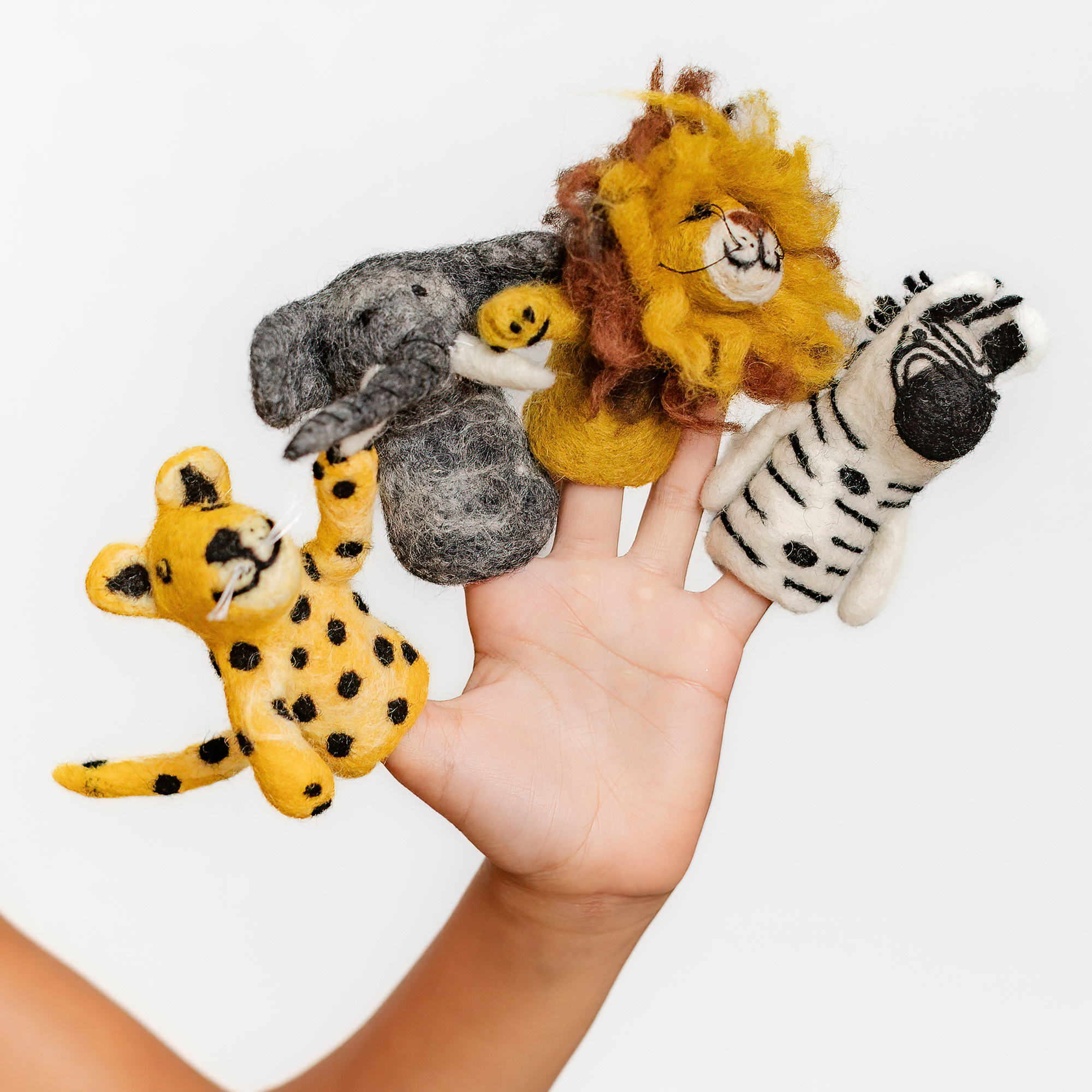 Safari Animal Finger Puppets on hand