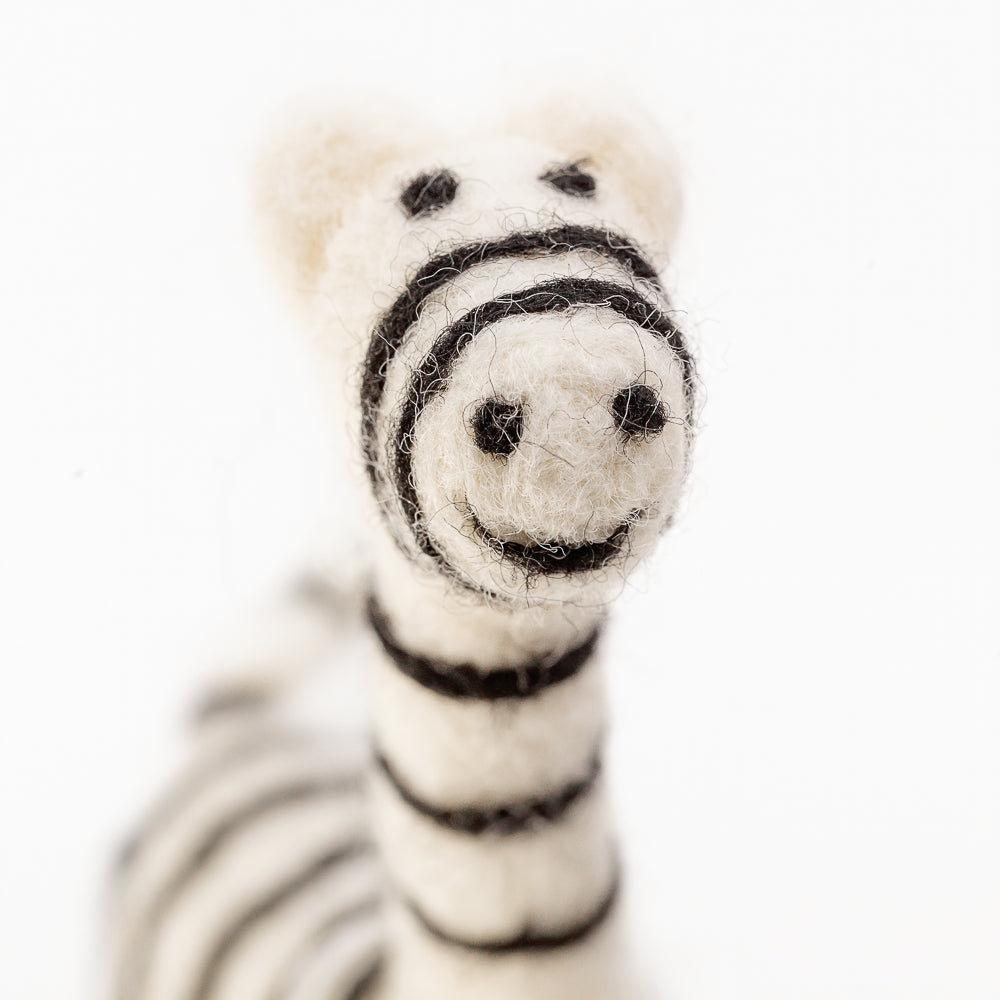 Zebra Nursery Décor and Tree Ornaments | Felted Wool Christmas Tree Ornament Set | Great Safari Animals Nursery Décor