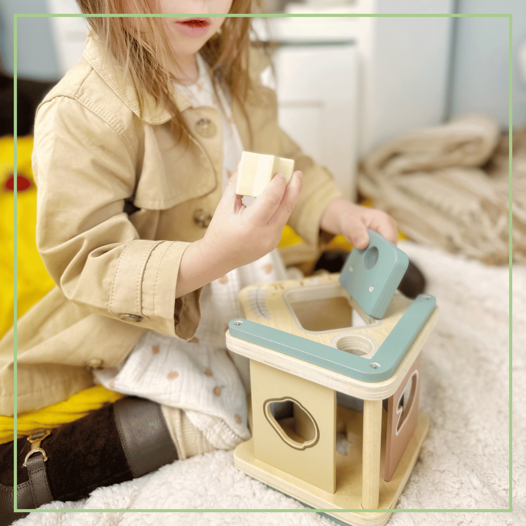 Wooden Shape Sorter Set by OmaOmaOma! - Montessori Toddler Learning Toy