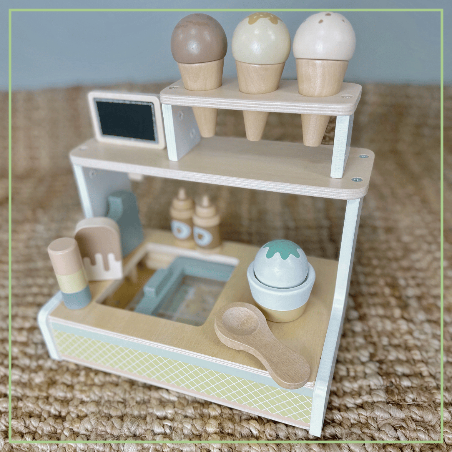 OmaOmaOma! Wooden Ice Cream Counter - Pretend Play Shop Set 3y+