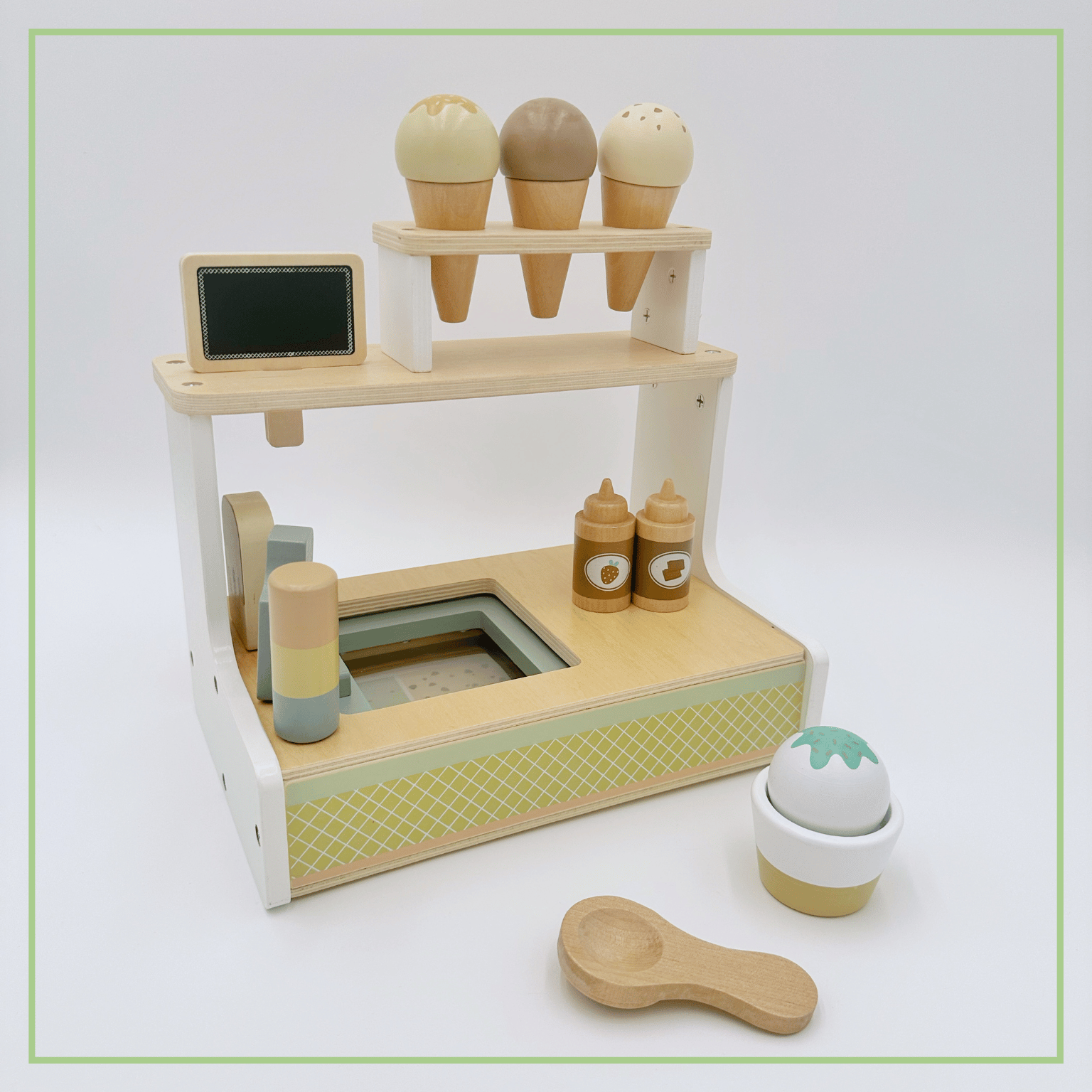 OmaOmaOma! Wooden Ice Cream Counter - Pretend Play Shop Set 3y+