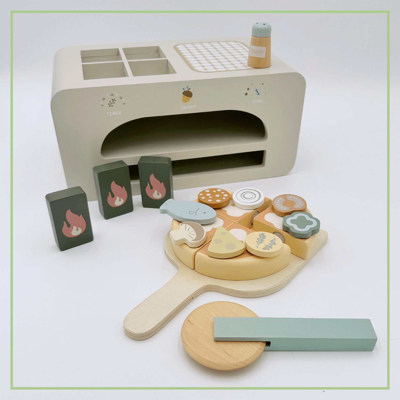 OmaOmaOma! Wooden Pizza Oven - Pretend Play Cooking Set 3y+