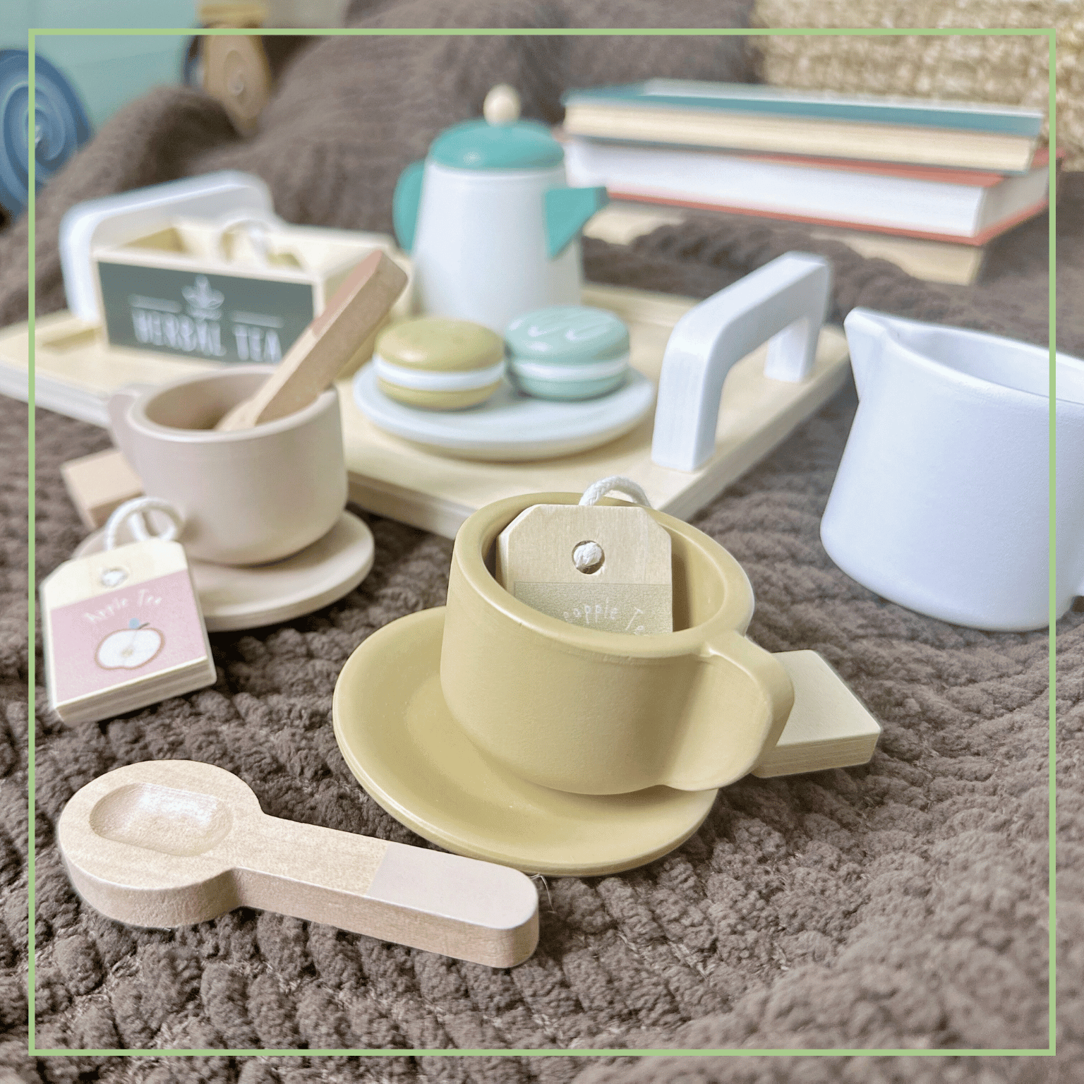 OmaOmaOma! Wooden Tea Party Set - Pretend Play Service for Two 3y+