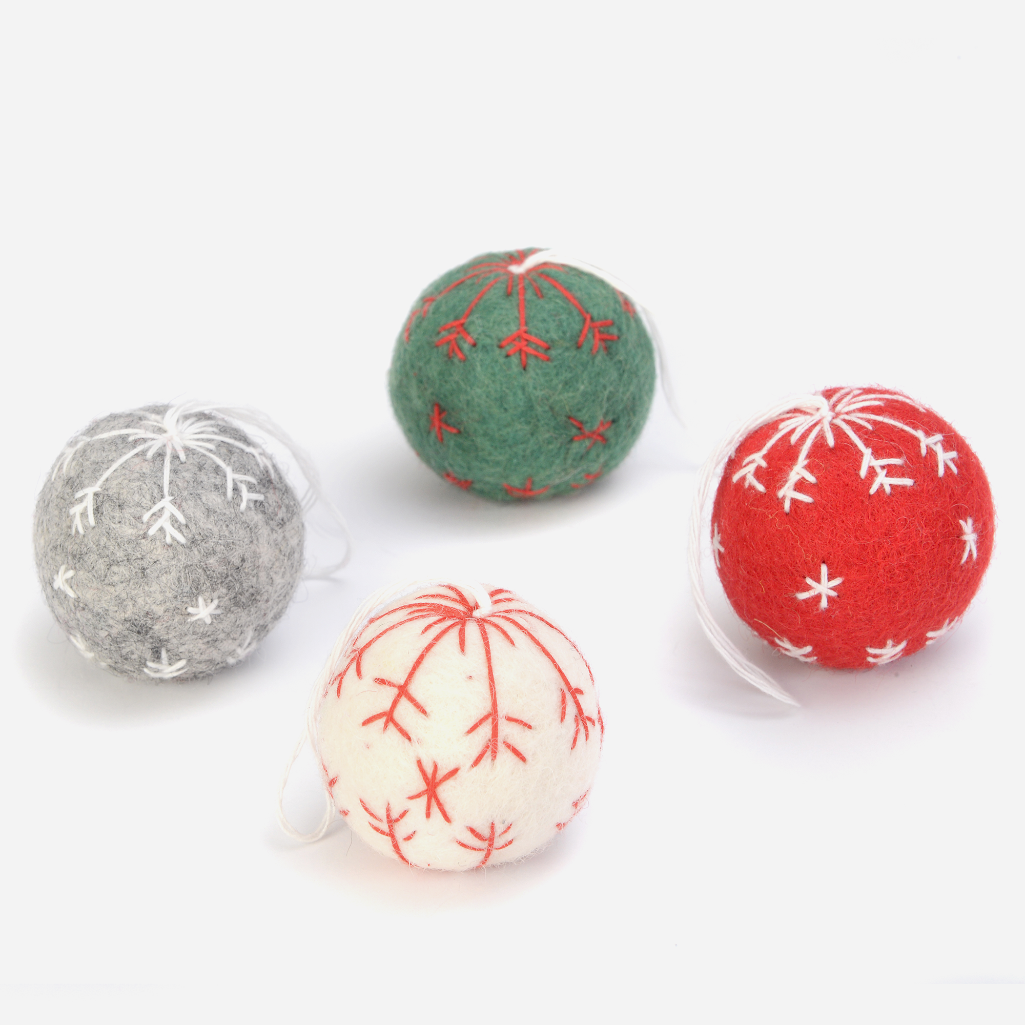 Classic Snowflake Christmas Ball Ornament Set | Needle Felted Christmas Ornaments | Great Hostess Gift Christmas