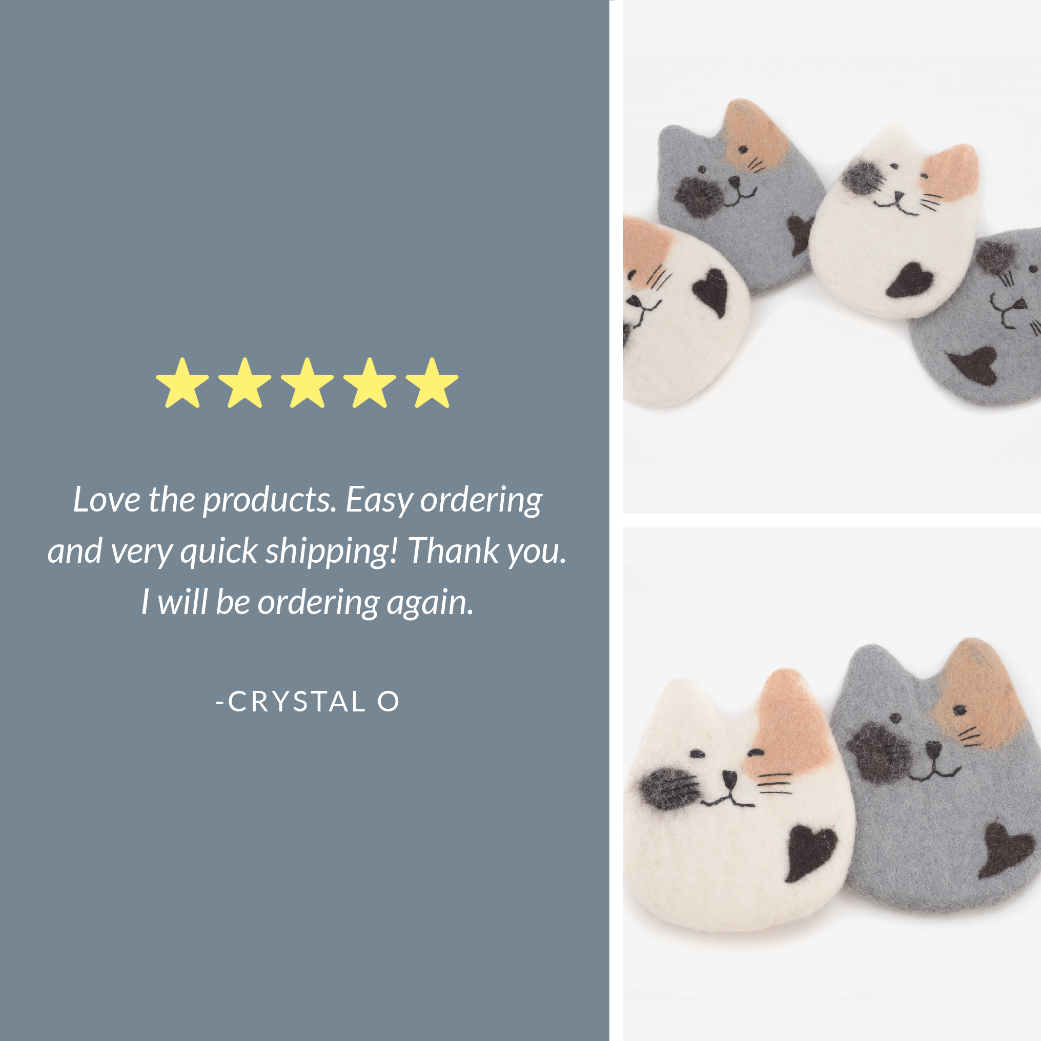 Felted Wool Cat Coasters Set - Cute Cat Gift Ages 3+