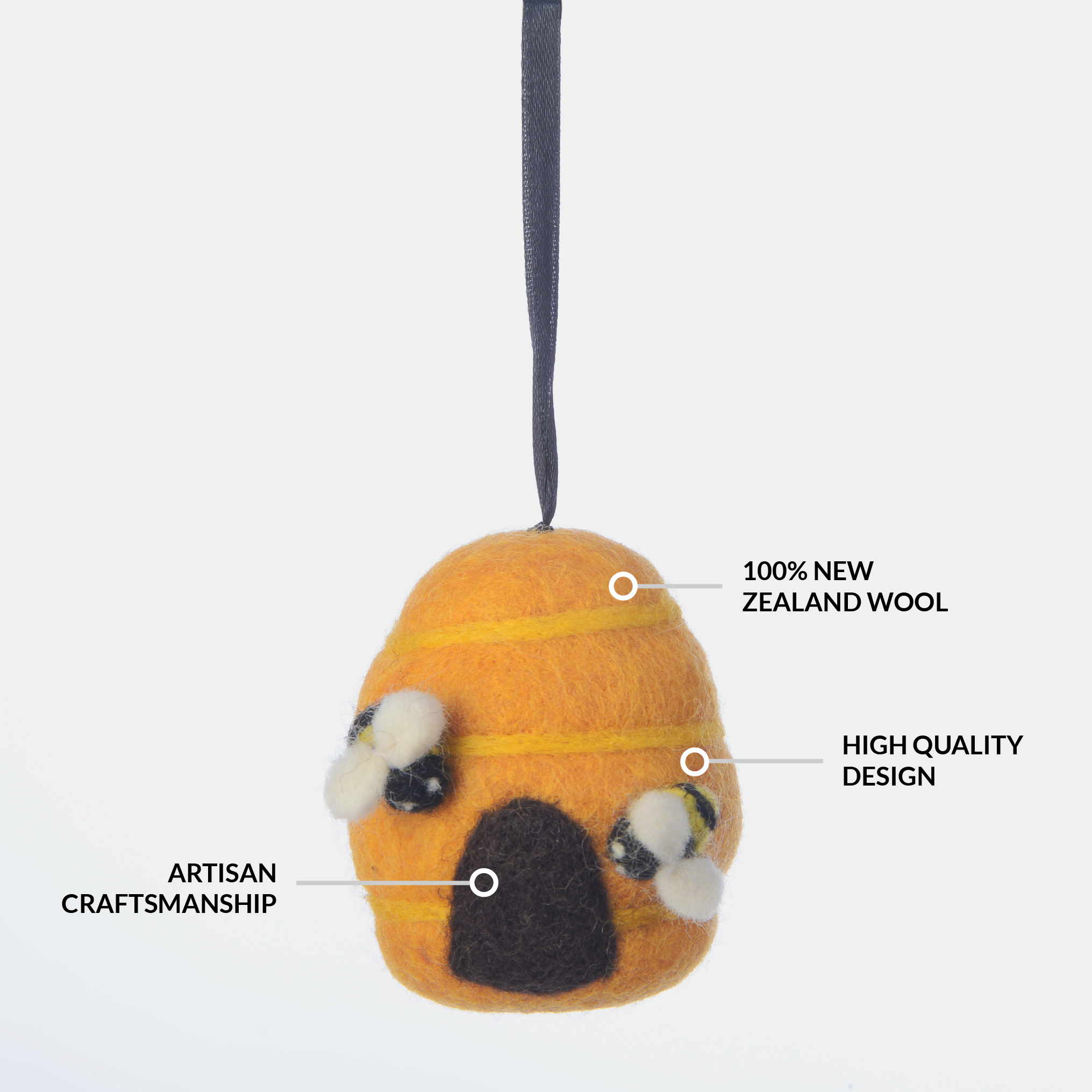 Felted Wool Bee Hive Ornament