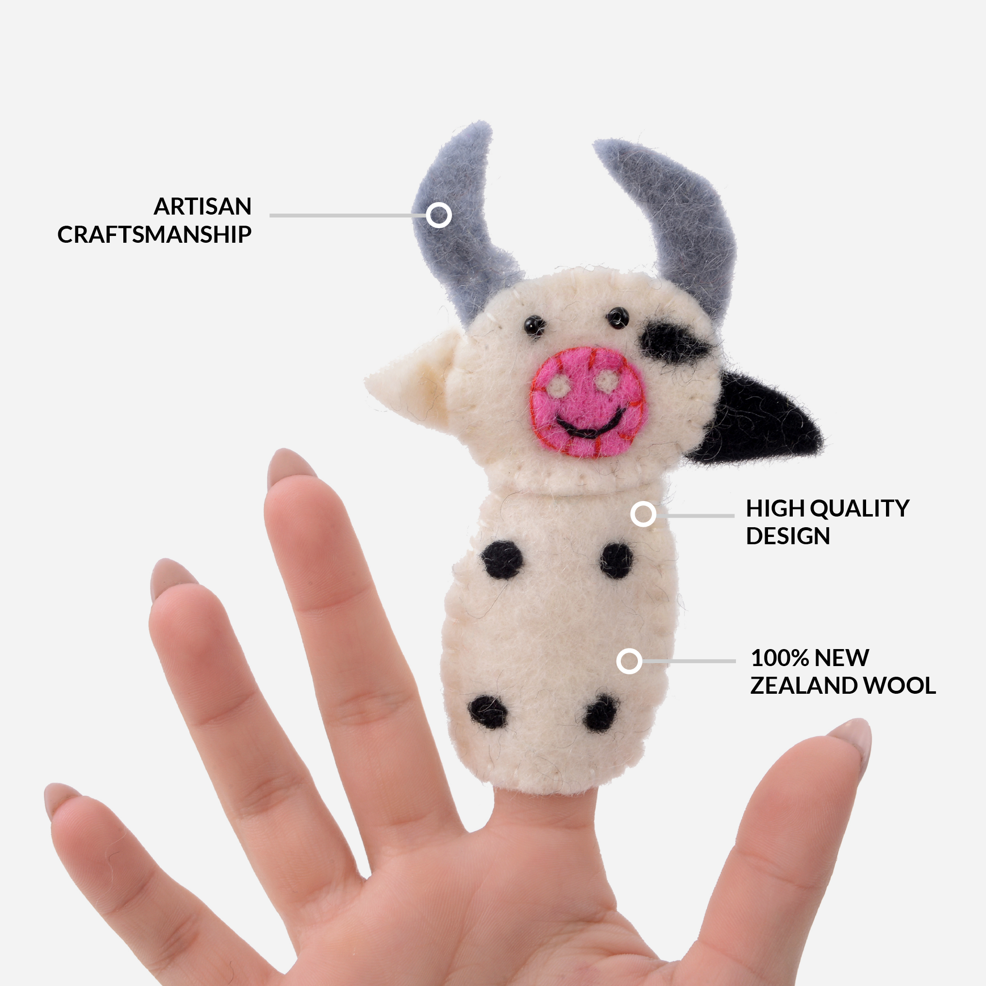 Farm Animal Finger Puppets for Kids | Pretend Play Montessori and Waldorf Toys | Sheep, Donkey, Cow, and Chicken Finger Puppets Felt