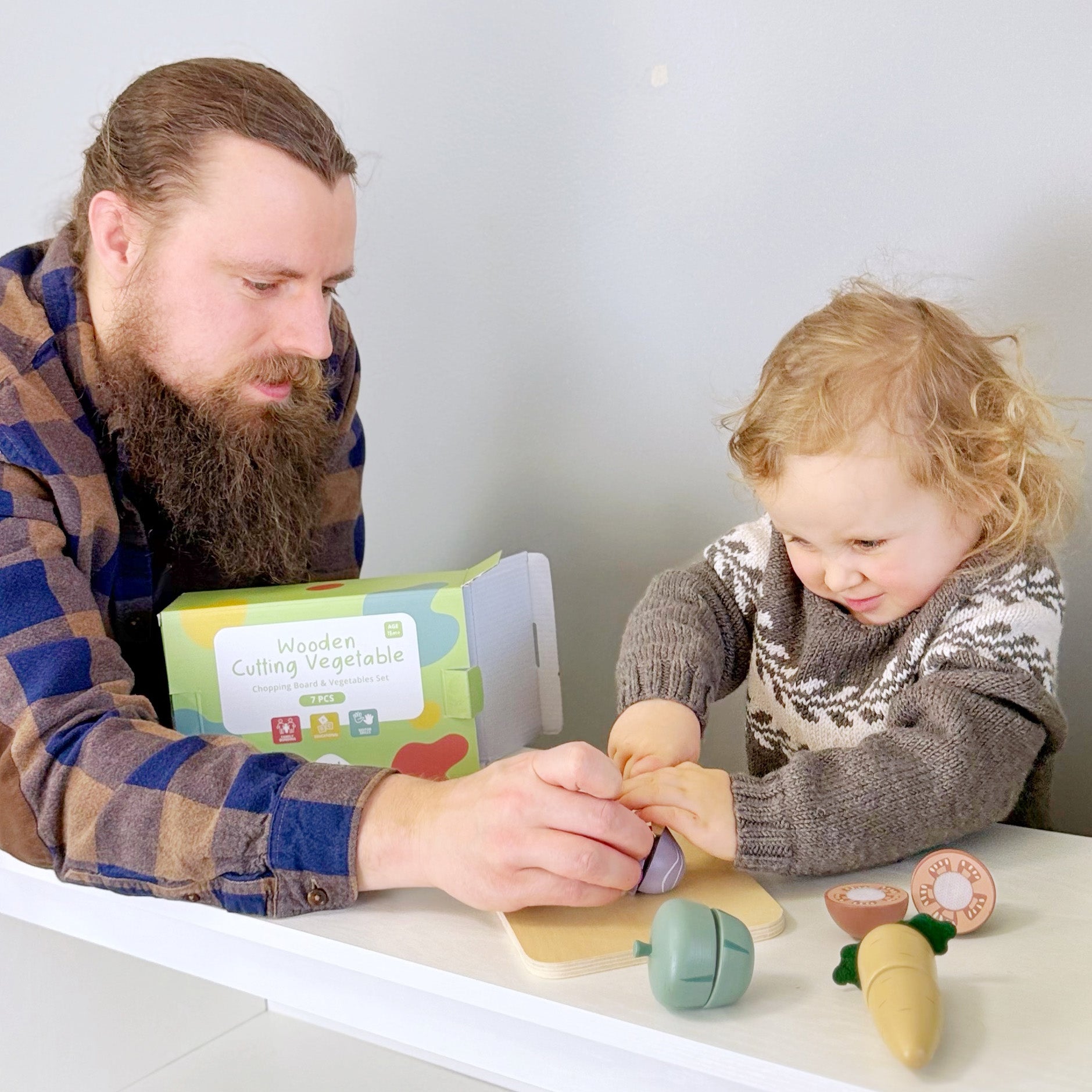 First Kitchen Play Set - Wooden Vegetable Cutting Toy Ages 2+