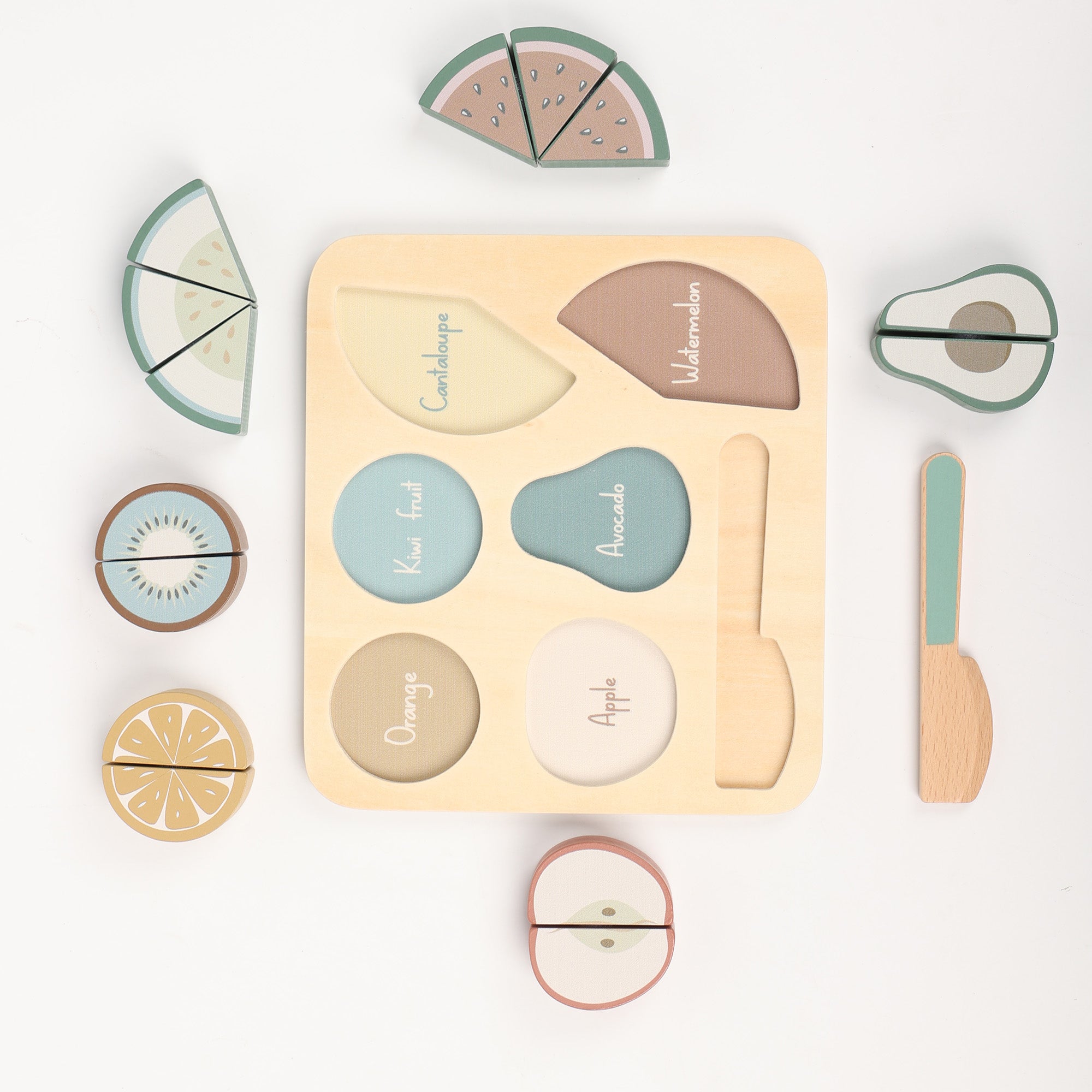 Wooden Fruit Cutting Puzzle - Velcro Play Food Set Ages 18m+