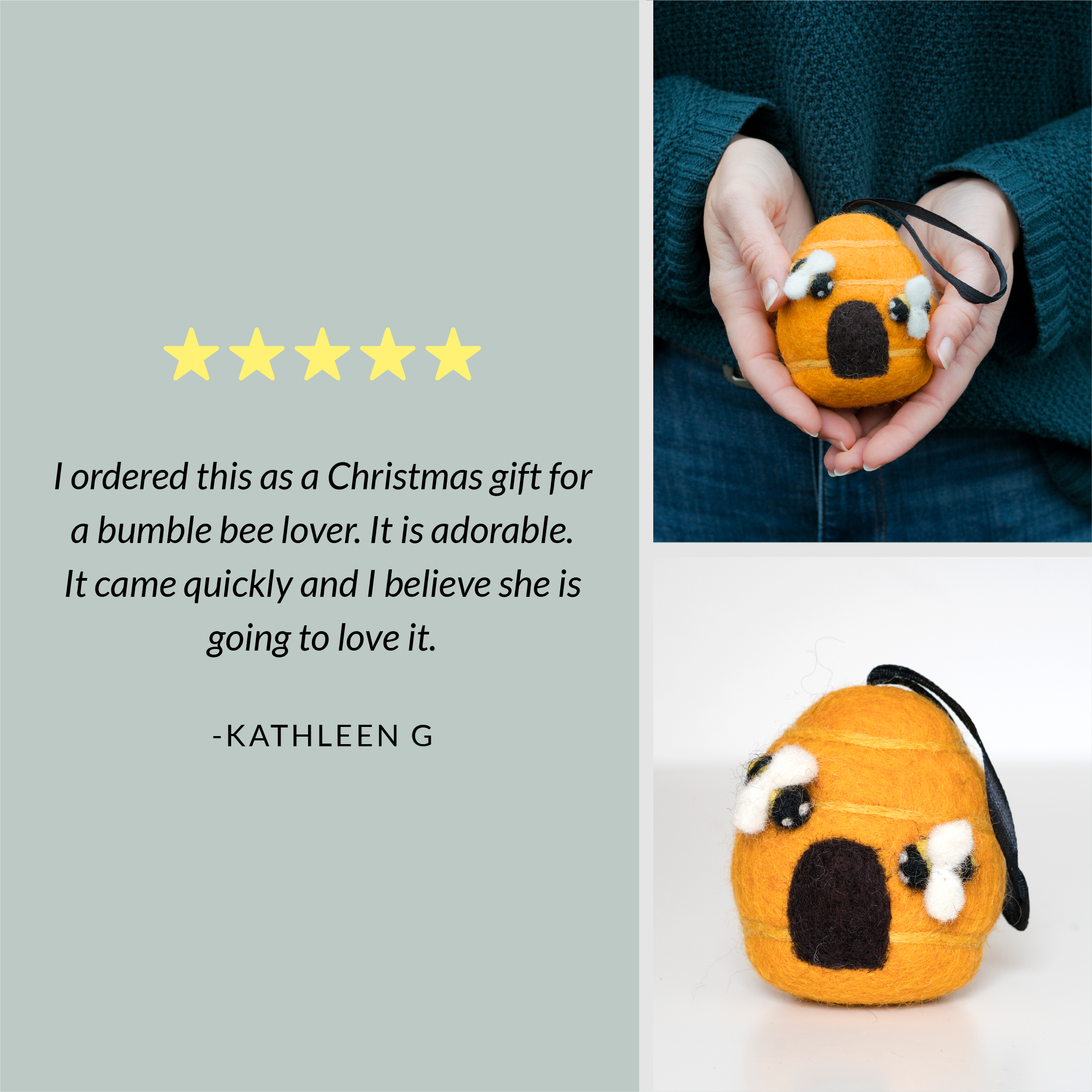 Felted Wool Bee Hive Ornament