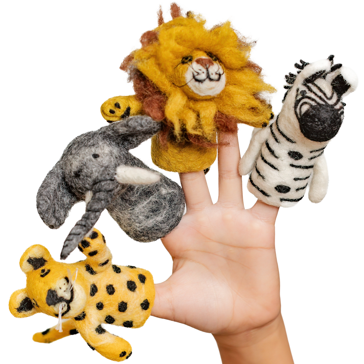 Safari Felted Foursome from OmaOmaOma  on a plain white background