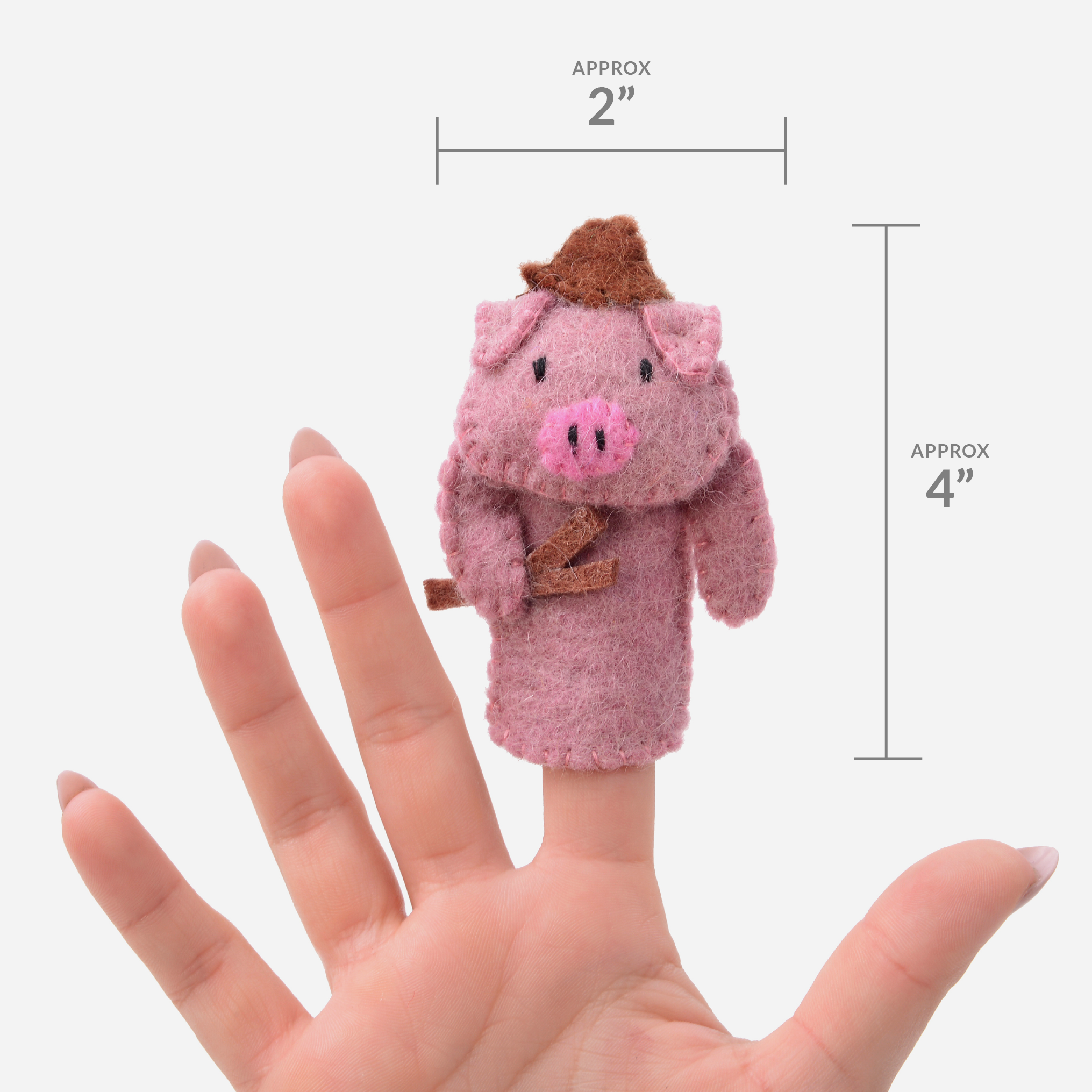 OmaOmaOma Three Little Pigs Finger Puppet Set - Wool Storytelling Set 3y+