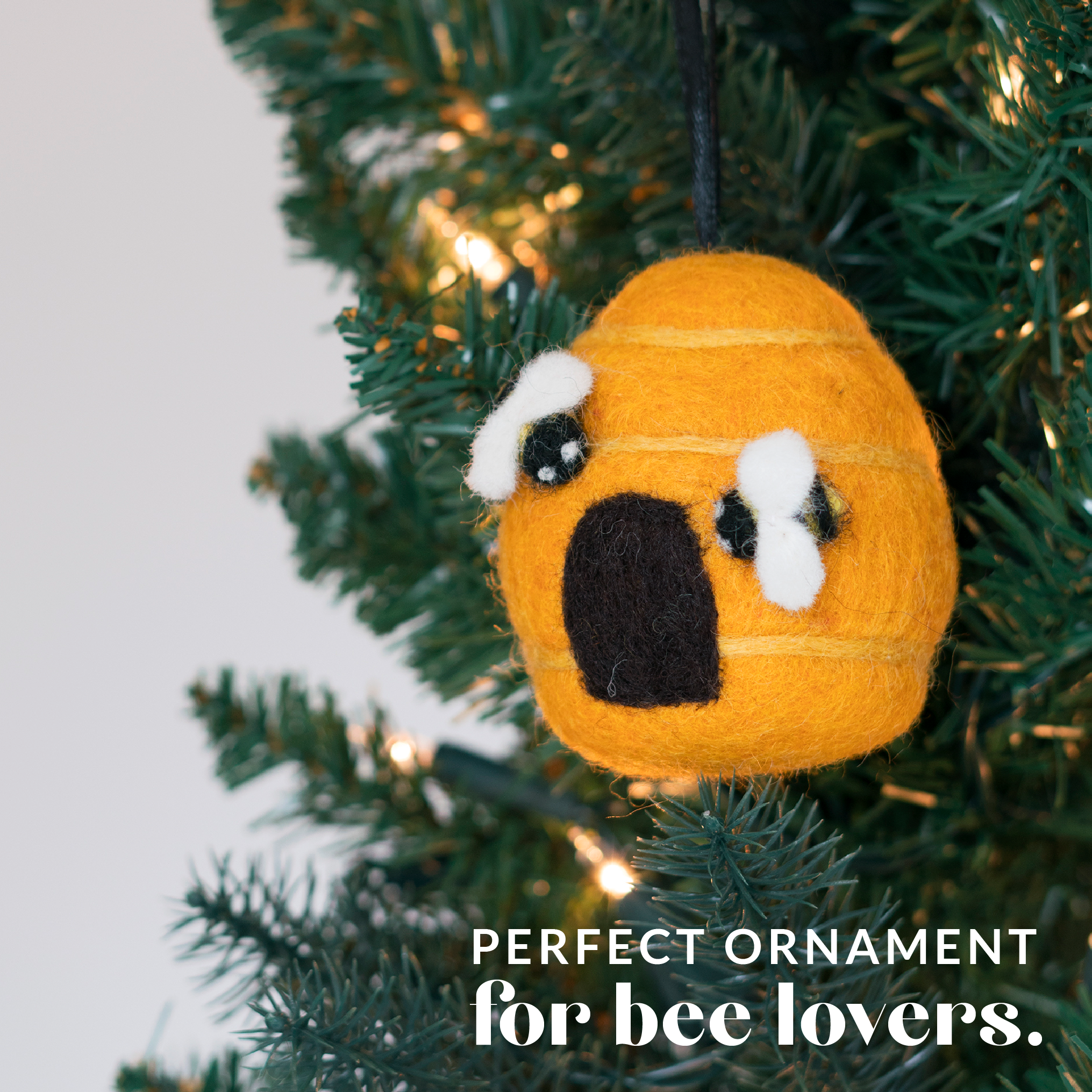 Felted Wool Bee Hive Ornament